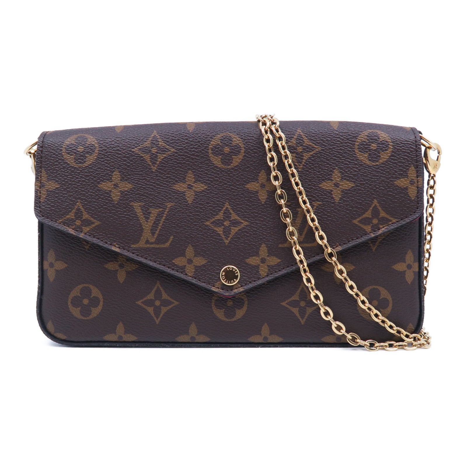 LOUIS VUITTON Monogram Felicie Pochette金扣鏈帶肩背袋啡色