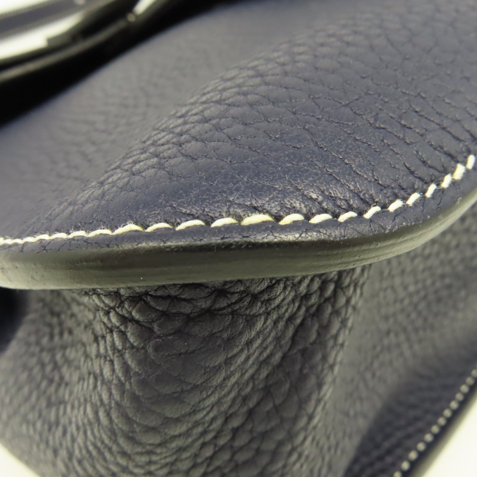 HERMES Clemence皮革Halzan 31 2Way Shoulder Bag銀扣手挽肩背兩用袋寶藍色