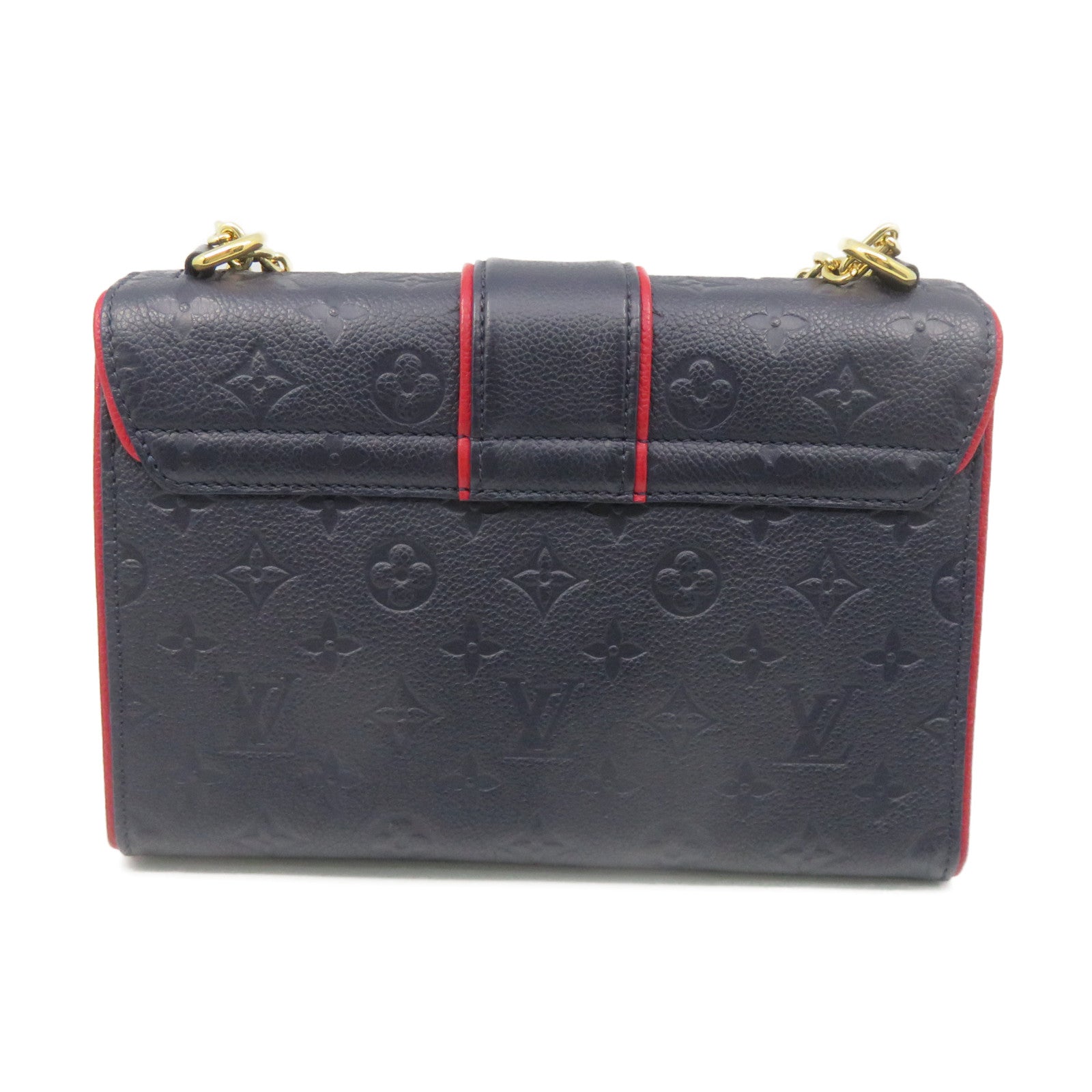 LOUIS VUITTON Mono-Empreinte Saint Sulpice PM Shoulder Bag金扣鏈帶肩背袋寶藍色/紅色