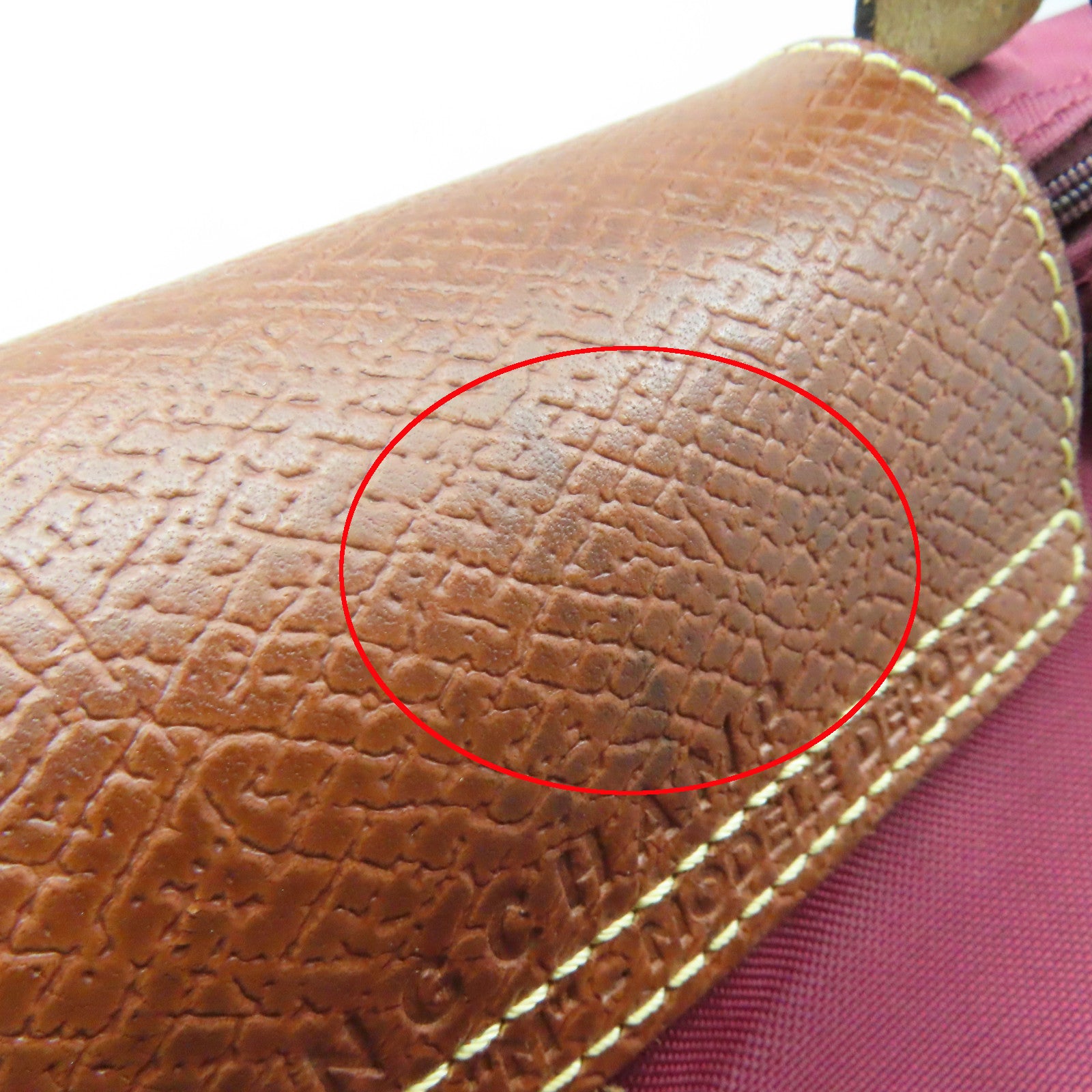 Longchamp 尼龙Handbag金扣手挽袋酒红色