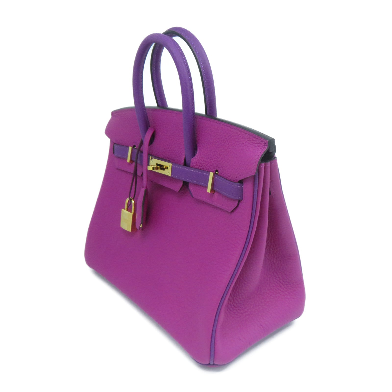 HERMES Togo皮革Birkin 25金扣手挽袋紫色
