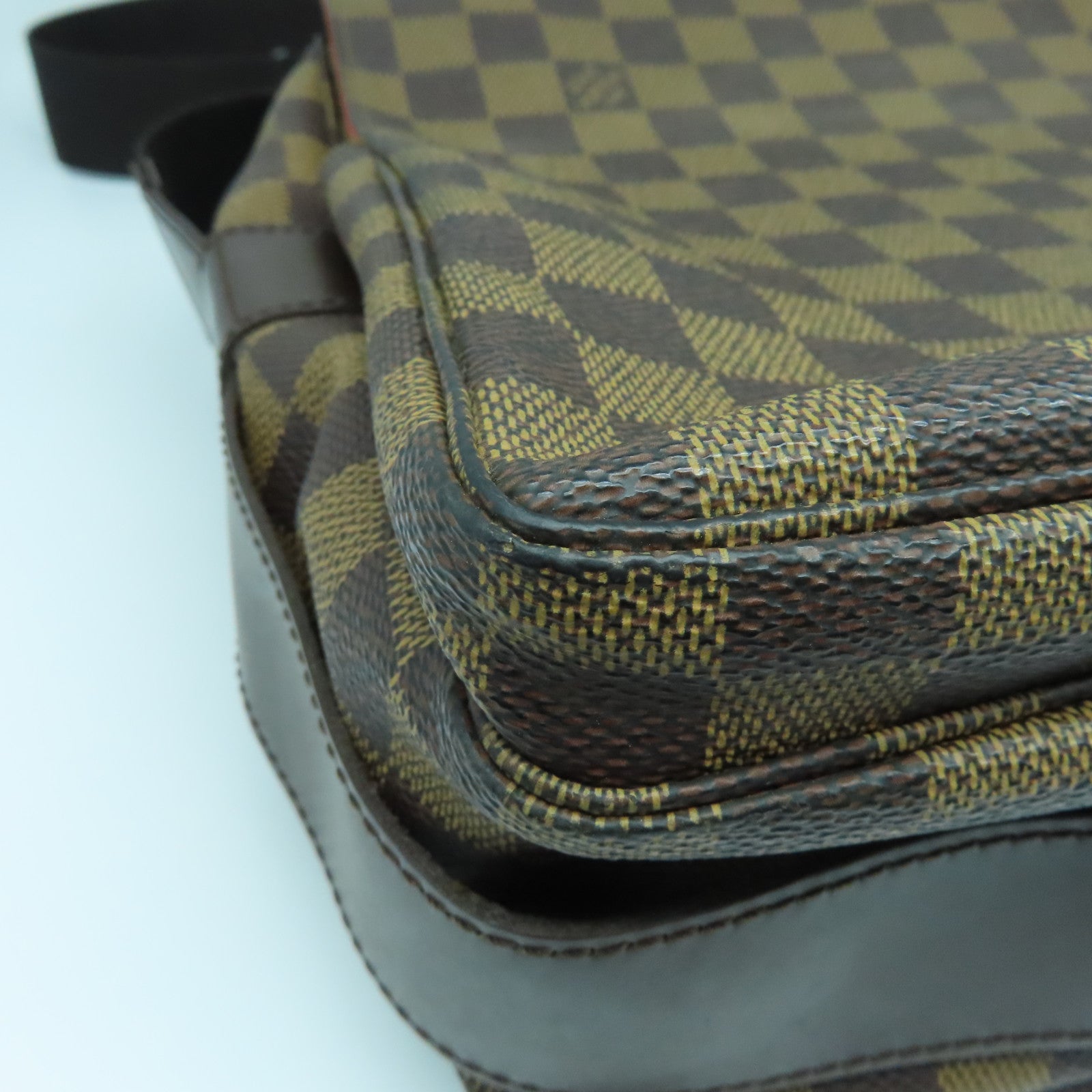 LOUIS VUITTON Damier Naviglio Gold Buckle Shoulder Bag Brown