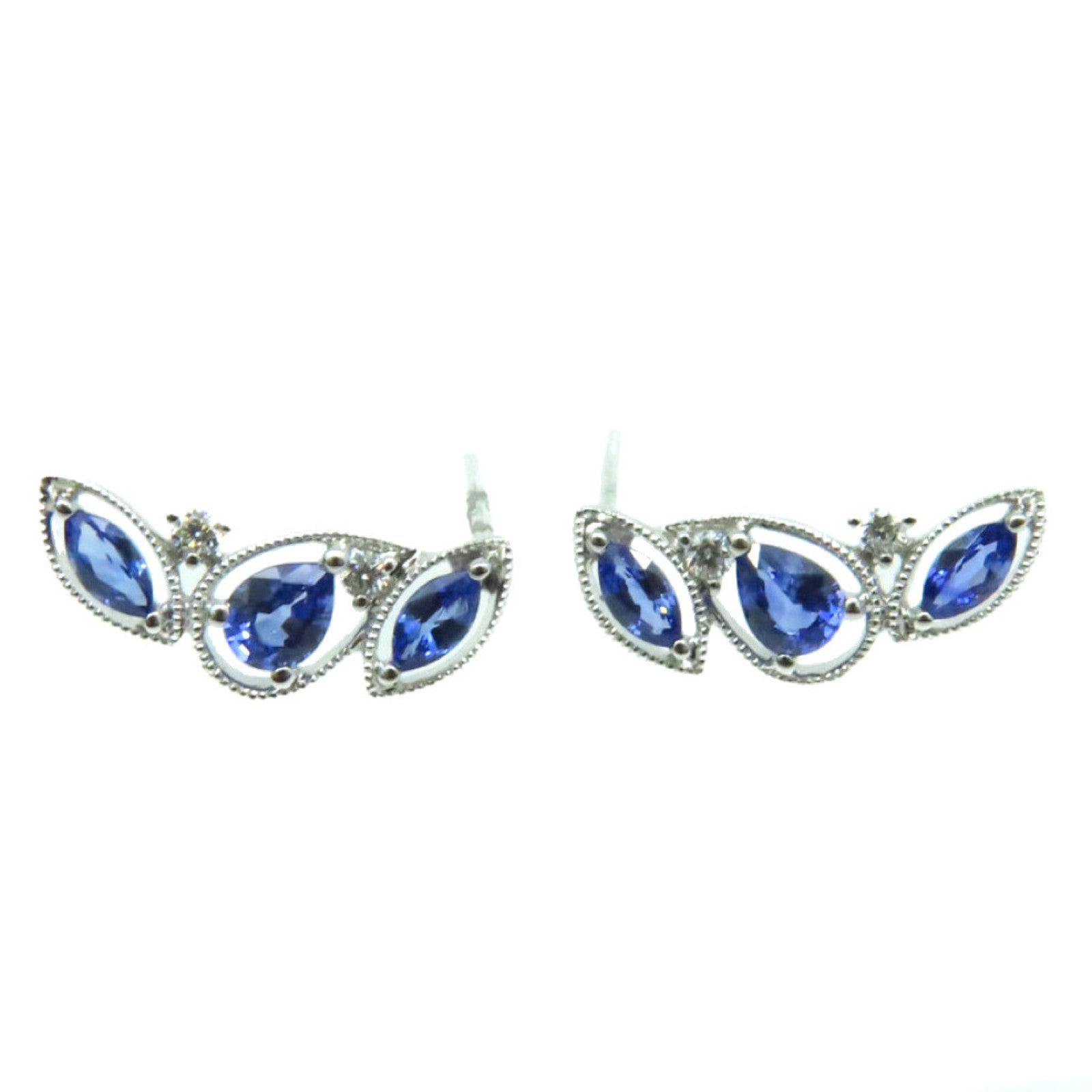 JEWELRY 【激减优惠】18K白金/0.72ct蓝宝石/0.06ct钻石Sapphire Earrings耳环