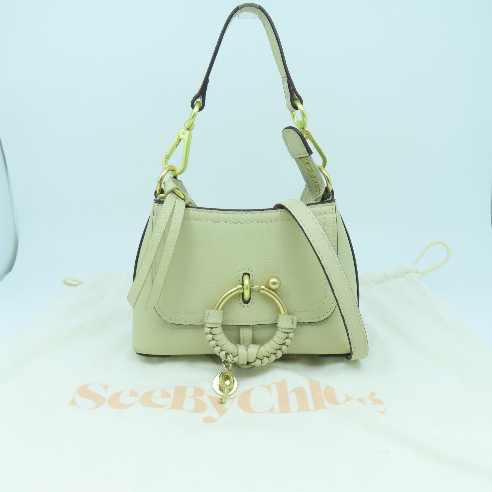 Chloe 牛皮皮革Shoulder Bag金扣手挽肩背兩用袋米色