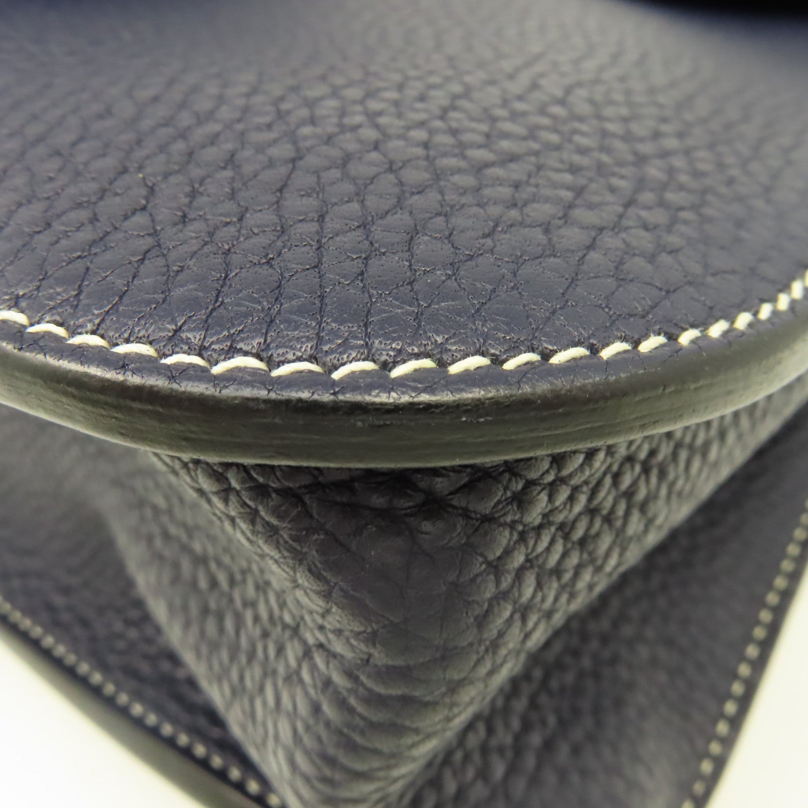 HERMES Clemence皮革Halzan 31 2Way Shoulder Bag銀扣手挽肩背兩用袋寶藍色