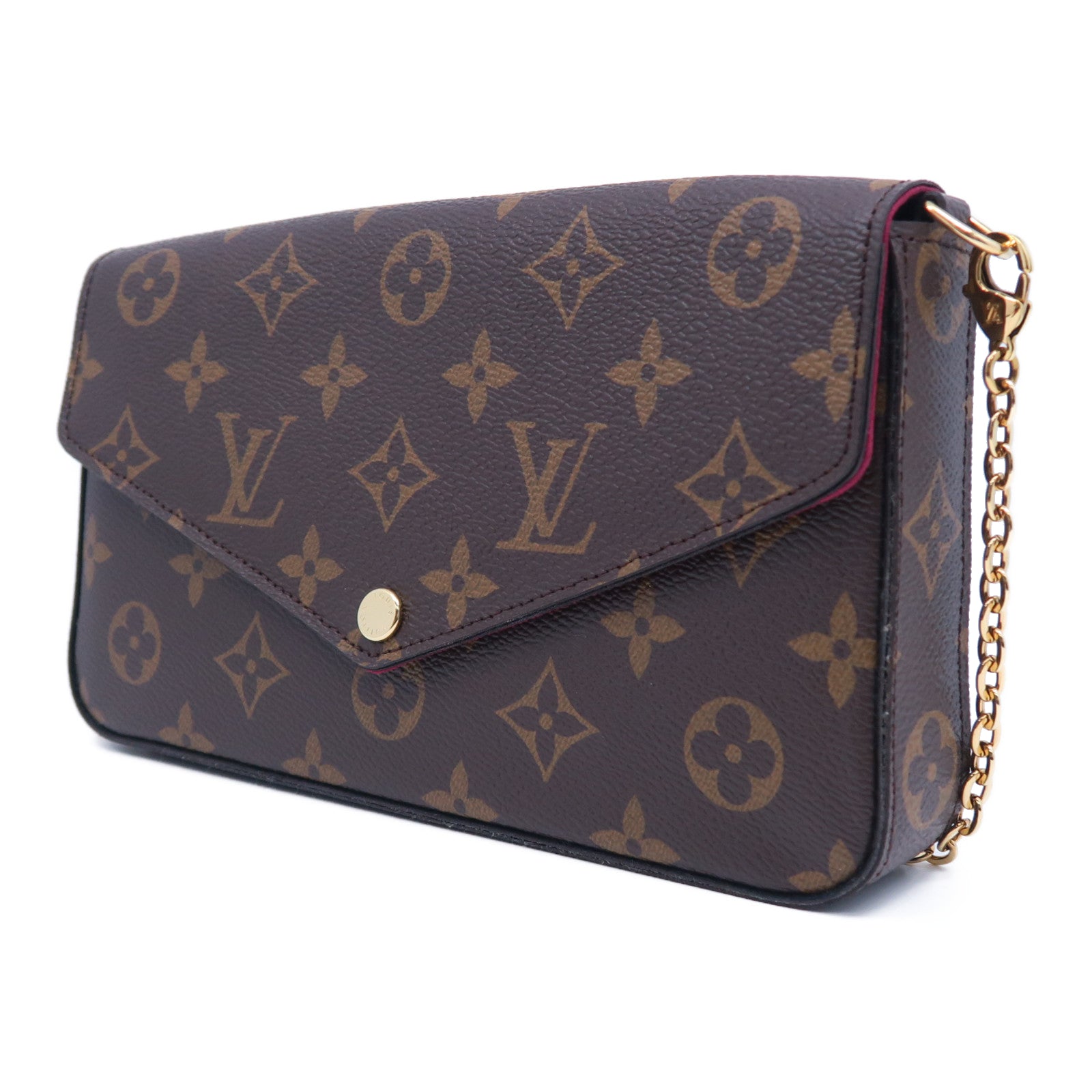 LOUIS VUITTON Monogram Felicie Pochette金扣鏈帶肩背袋啡色