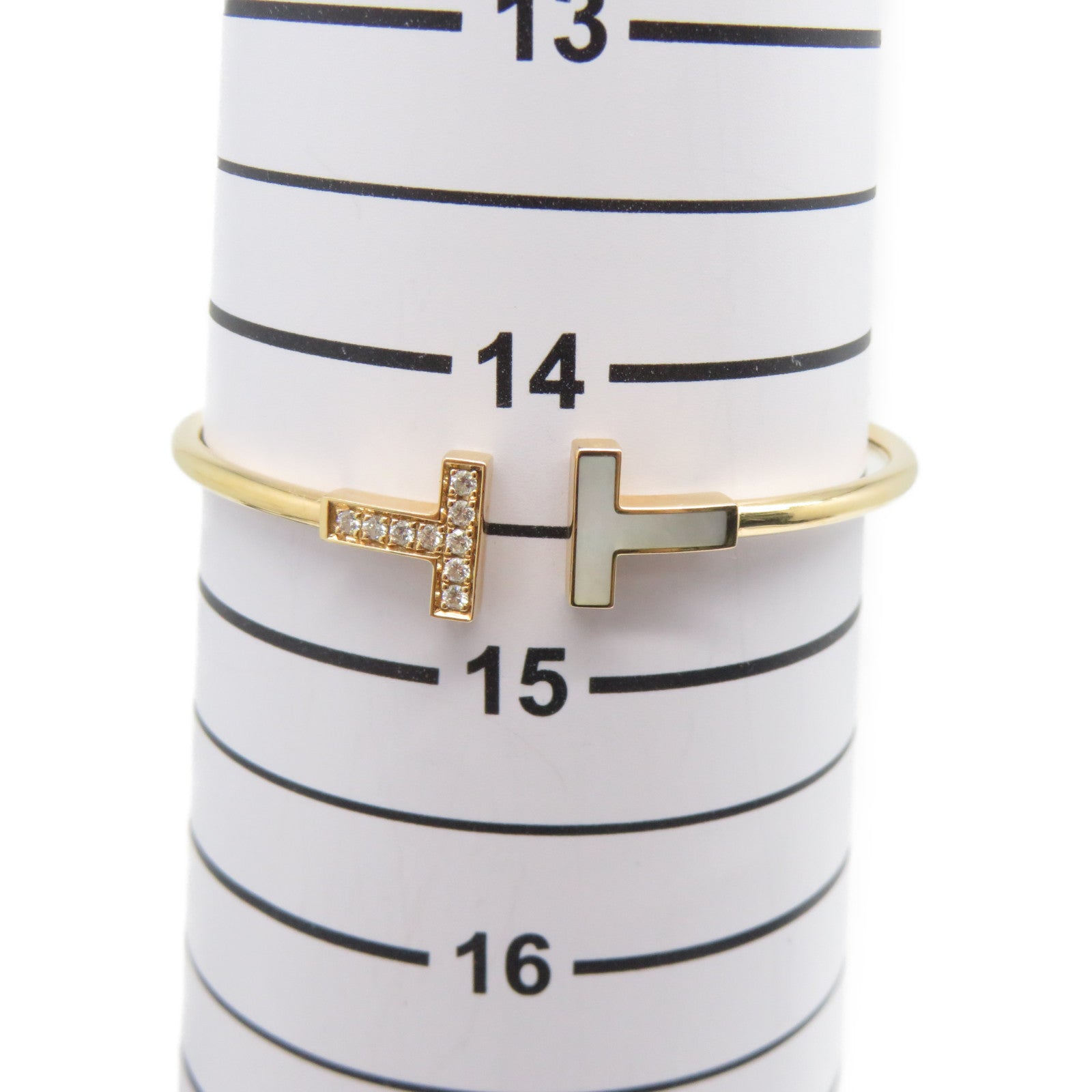 TIFFANY＆CO 18K玫瑰金T Wire Diamonds Mother of Pearl鑽石/珍珠母貝手鐲