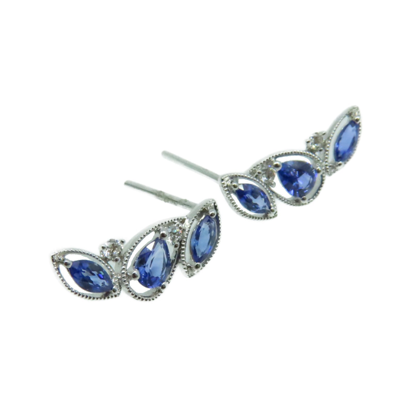 JEWELRY 【激减优惠】18K白金/0.72ct蓝宝石/0.06ct钻石Sapphire Earrings耳环