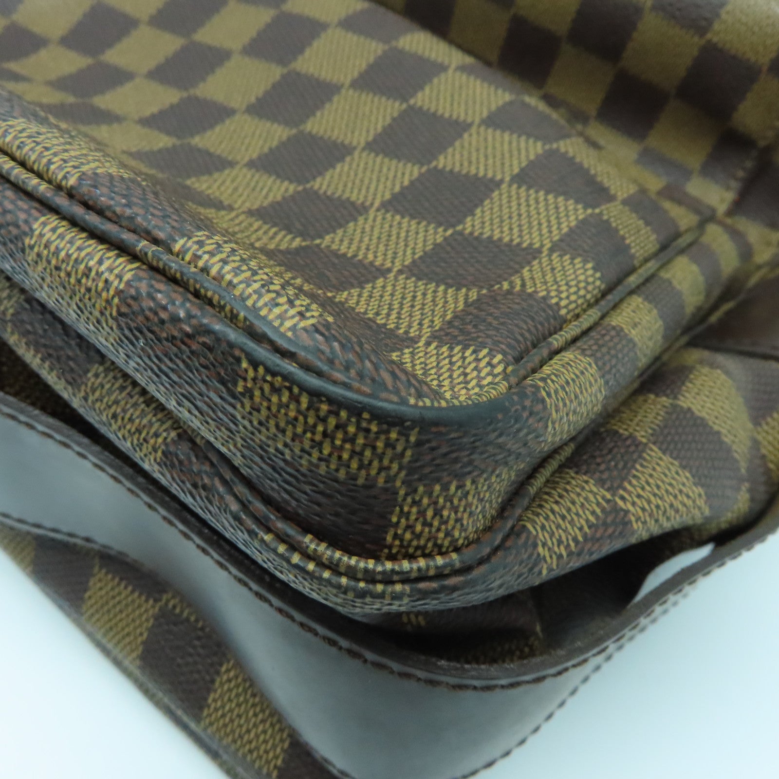 LOUIS VUITTON Damier Naviglio Gold Buckle Shoulder Bag Brown