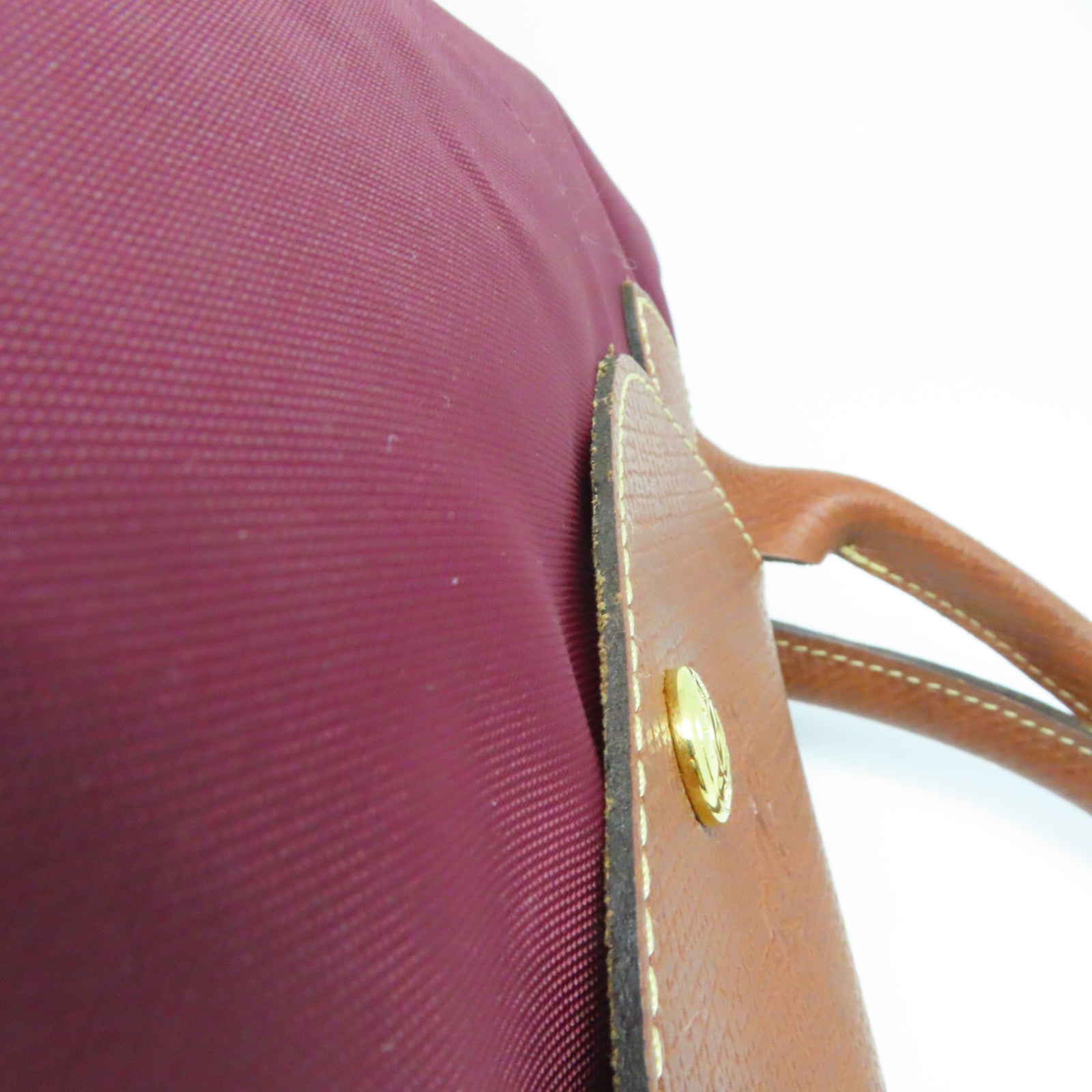 Longchamp 尼龙Handbag金扣手挽袋酒红色