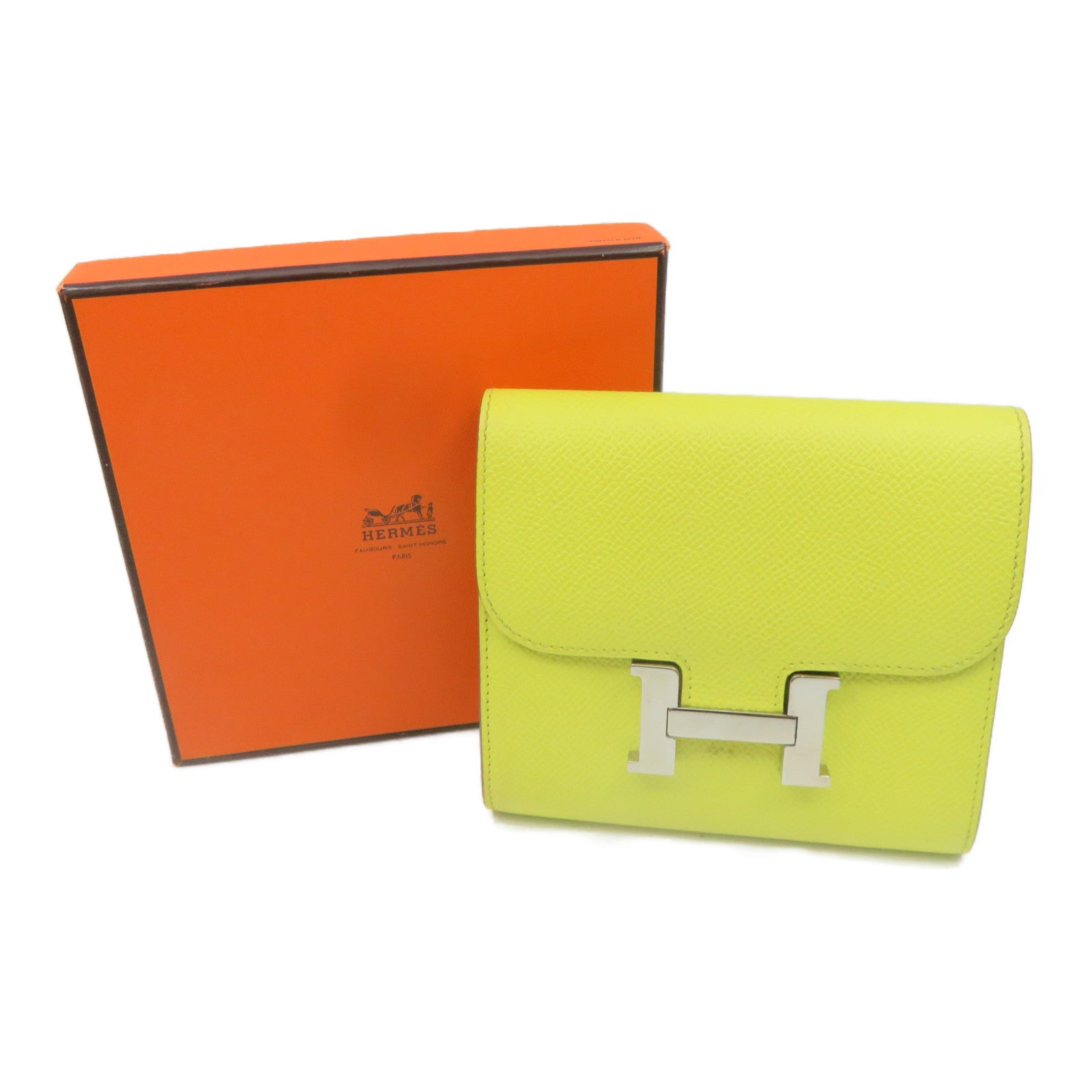 HERMES Epsom皮革Constance Wallet银扣钱包Soufre/柠檬黄