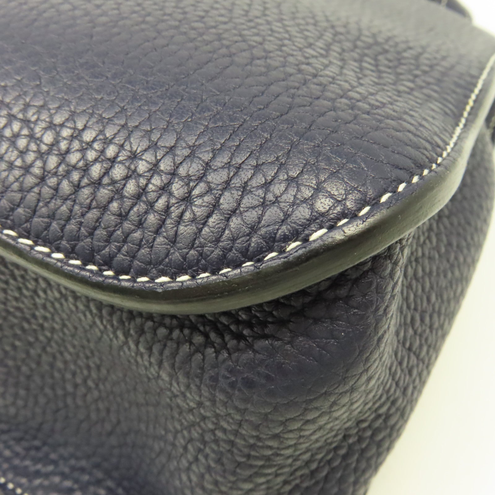 HERMES Clemence皮革Halzan 31 2Way Shoulder Bag銀扣手挽肩背兩用袋寶藍色