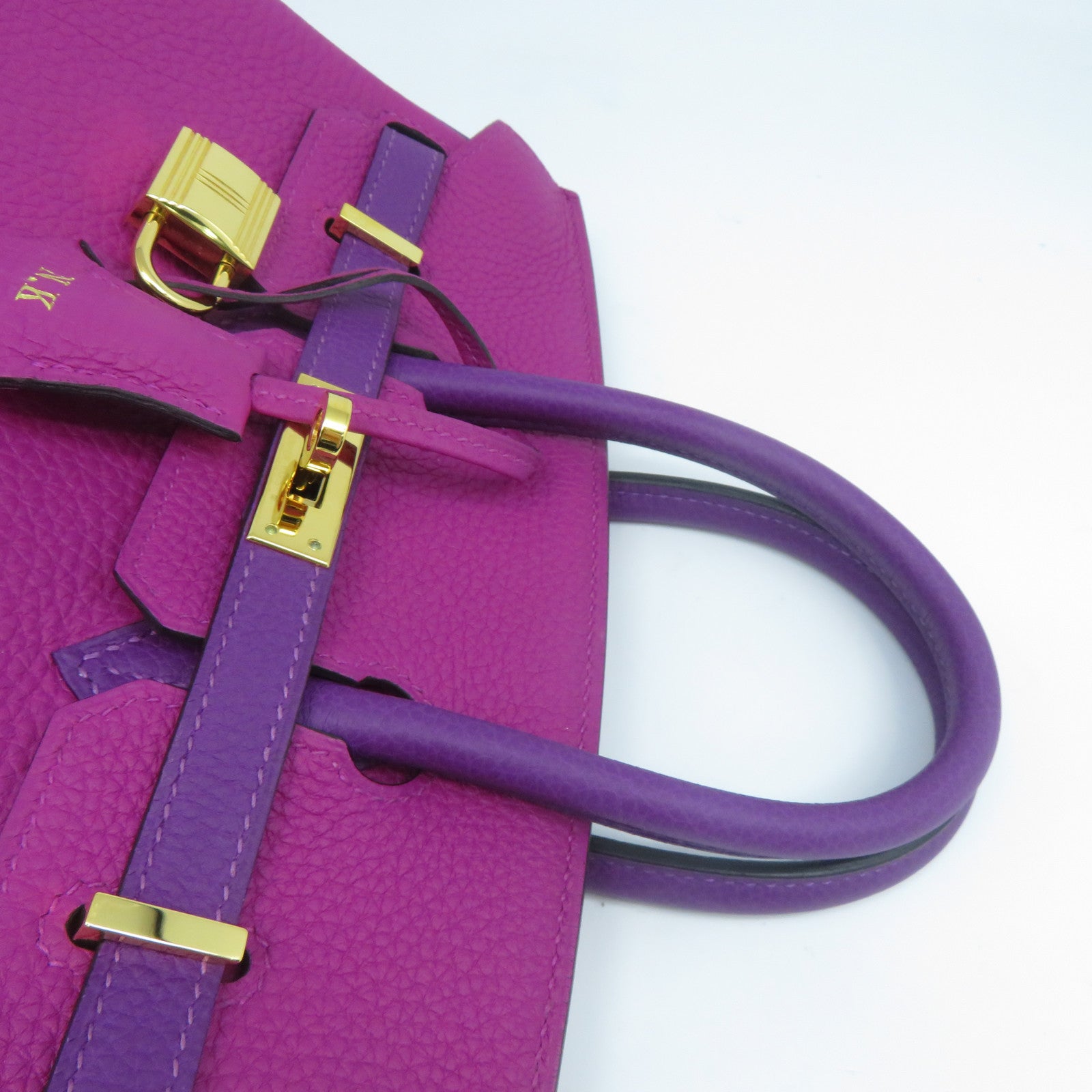 HERMES Togo皮革Birkin 25金扣手挽袋紫色