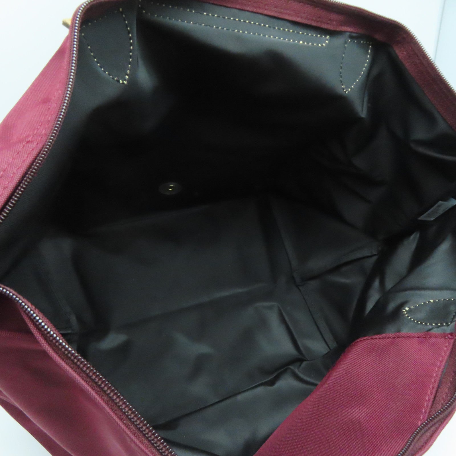Longchamp 尼龙Handbag金扣手挽袋酒红色