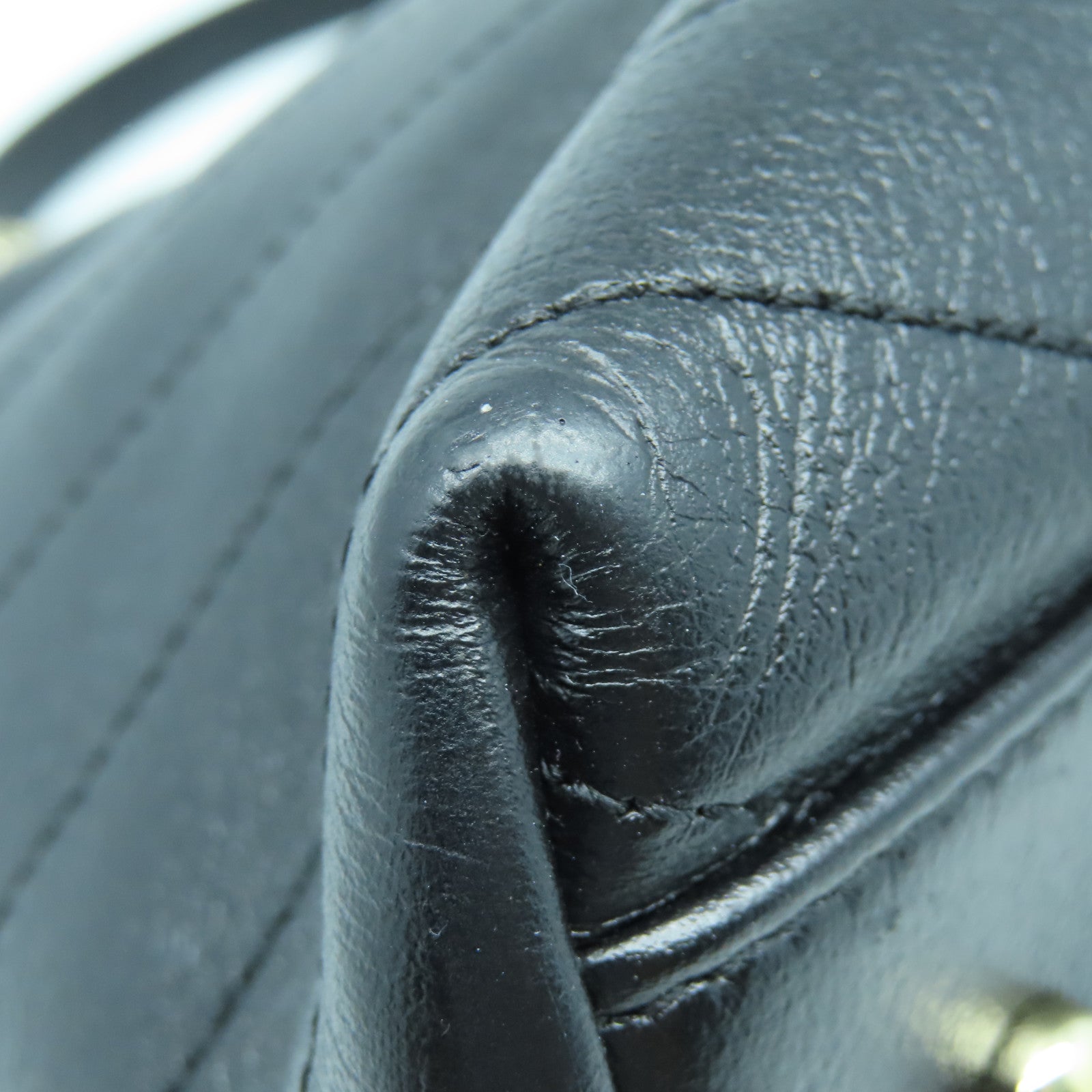 CHANEL 斜紋牛皮皮革Chain Shoulder Bag金扣鏈帶肩背袋黑色