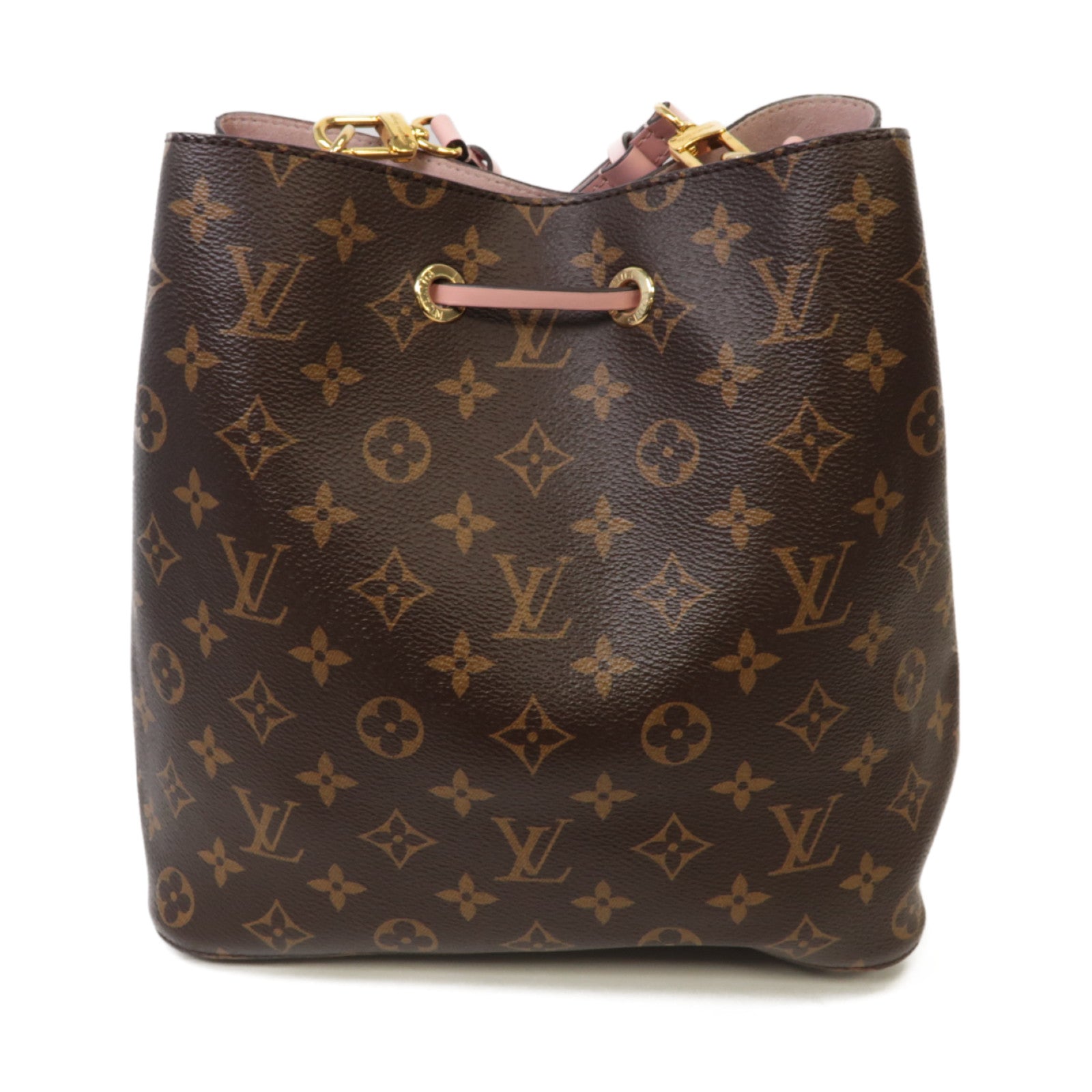 LOUIS VUITTON Monogram Neo Noe MM金扣肩背袋啡色/粉紅色