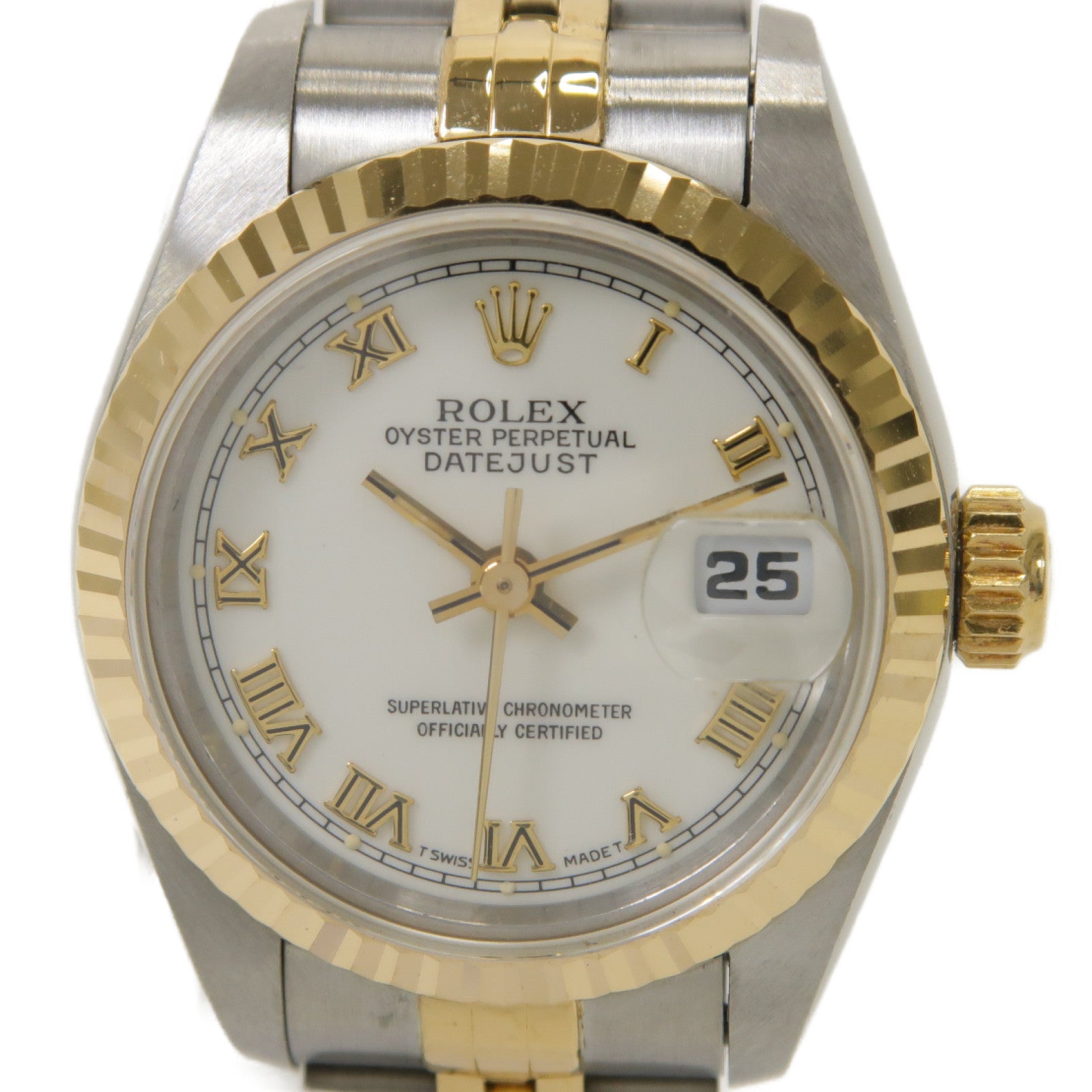 ROLEX Datejust 18K黄金/不鏽鋼手錶自動機芯白色