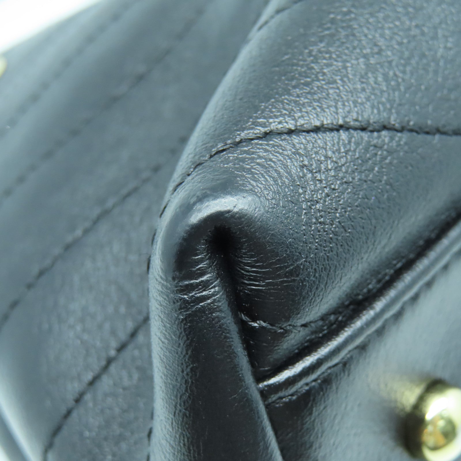 CHANEL 斜紋牛皮皮革Chain Shoulder Bag金扣鏈帶肩背袋黑色