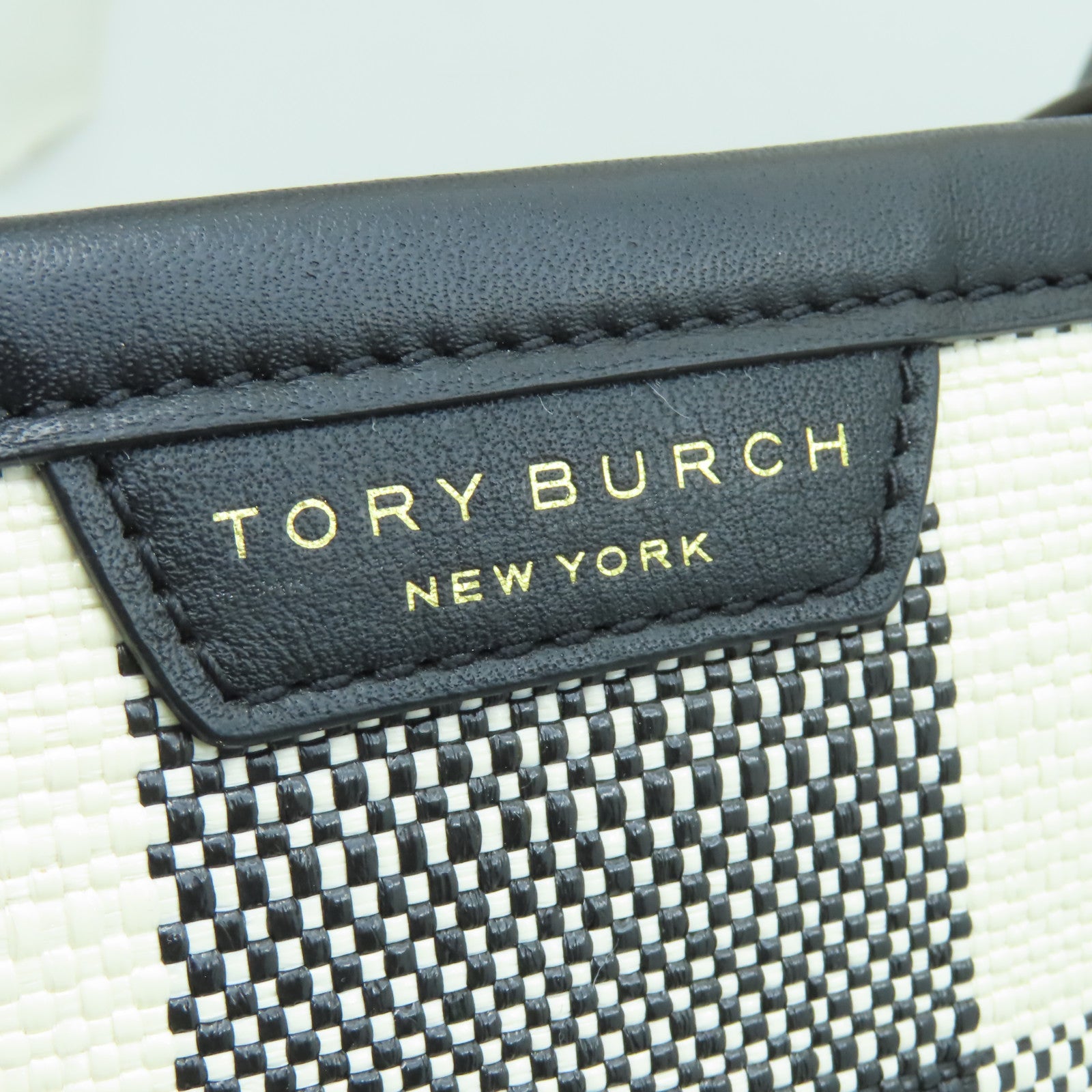 Tory Burch 皮革Tote Bag金扣手挽袋黒色/白色