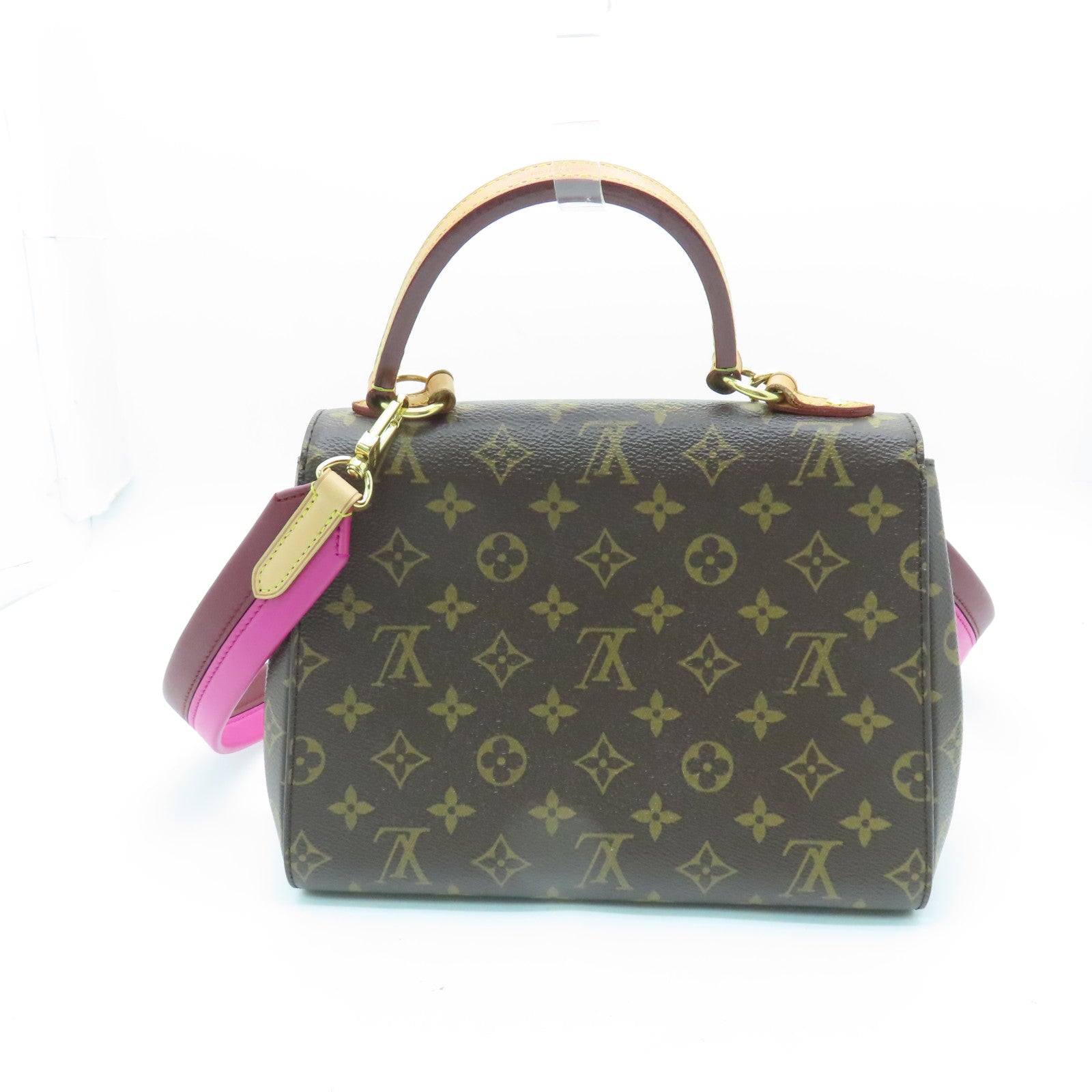 LOUIS VUITTON Monogram Cluny BB gold buckle handle shoulder bag brown