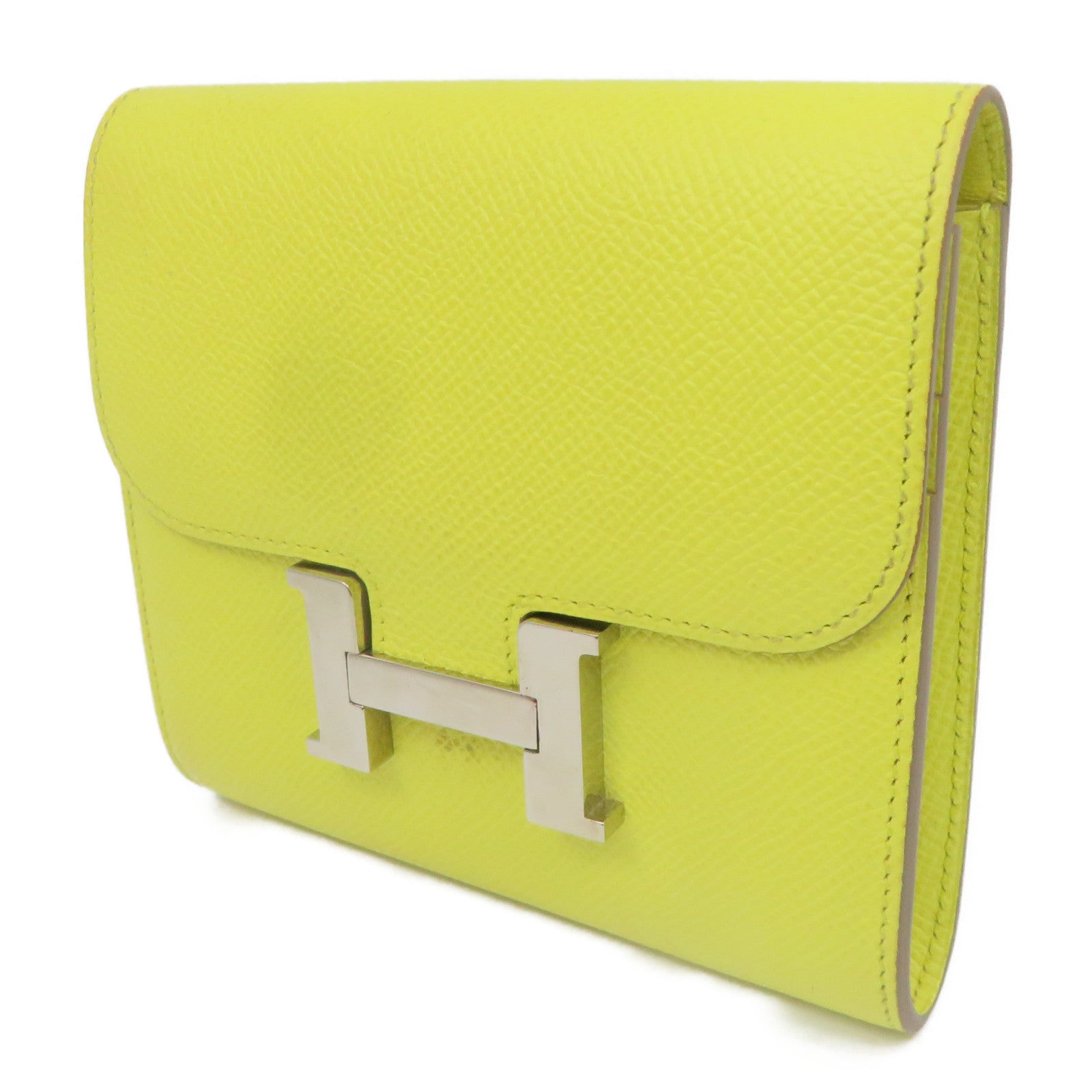 HERMES Epsom皮革Constance Wallet银扣钱包Soufre/柠檬黄