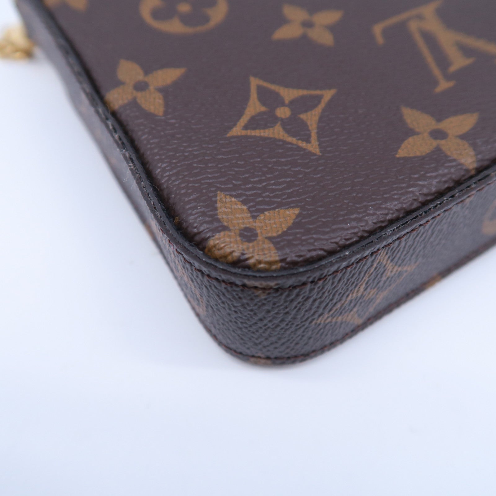 LOUIS VUITTON Monogram Felicie Pochette金扣鏈帶肩背袋啡色