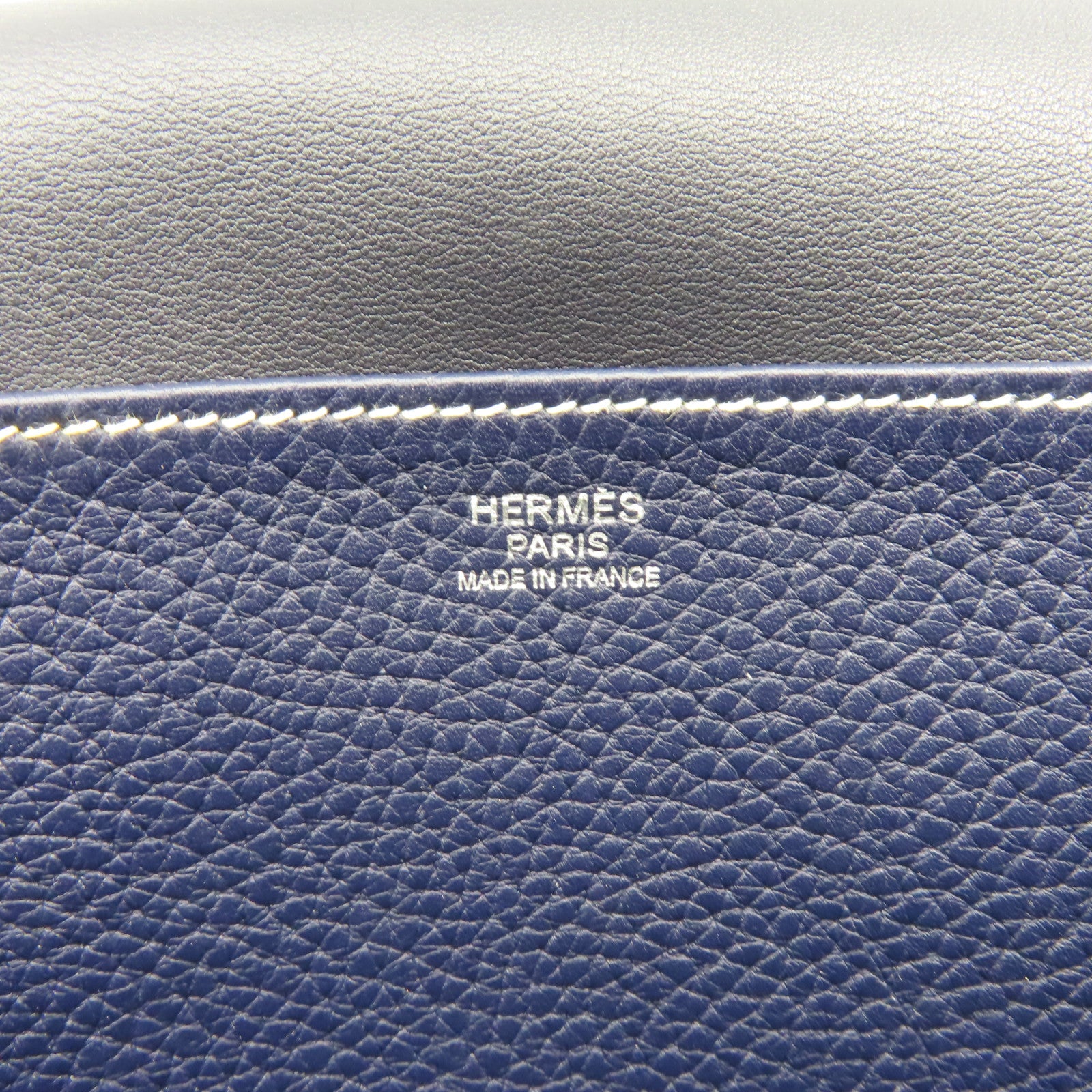 HERMES Clemence皮革Halzan 31 2Way Shoulder Bag銀扣手挽肩背兩用袋寶藍色