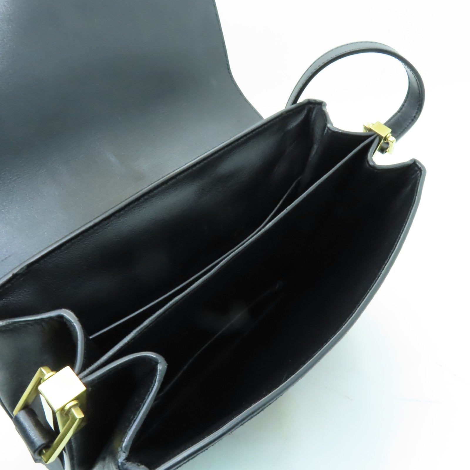 SAINT LAURENT 麂皮皮革/皮革Shoulder Bag金扣肩背袋黑色