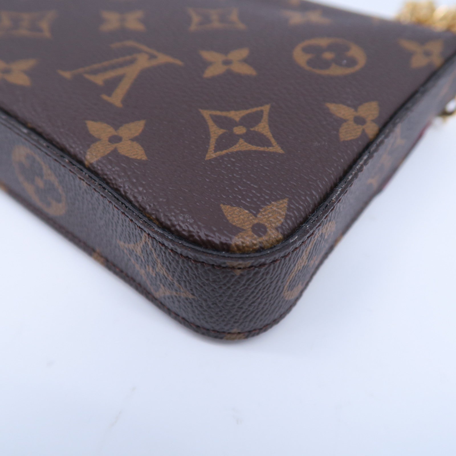 LOUIS VUITTON Monogram Felicie Pochette金扣鏈帶肩背袋啡色