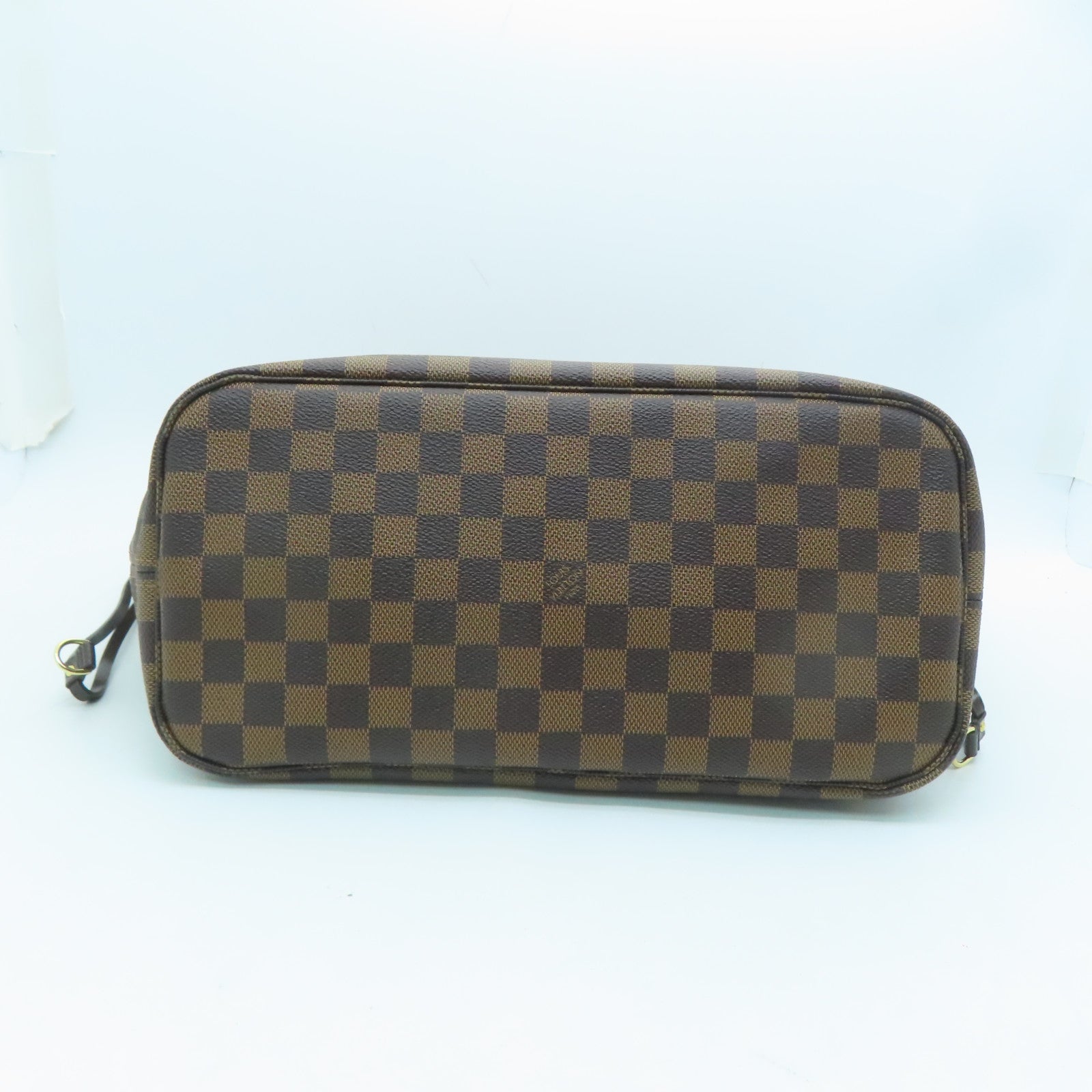 LOUIS VUITTON Damier Neverfull MM gold buckle handle bag brown