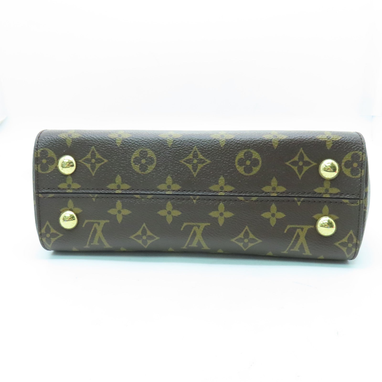 LOUIS VUITTON Monogram Cluny BB gold buckle handle shoulder bag brown