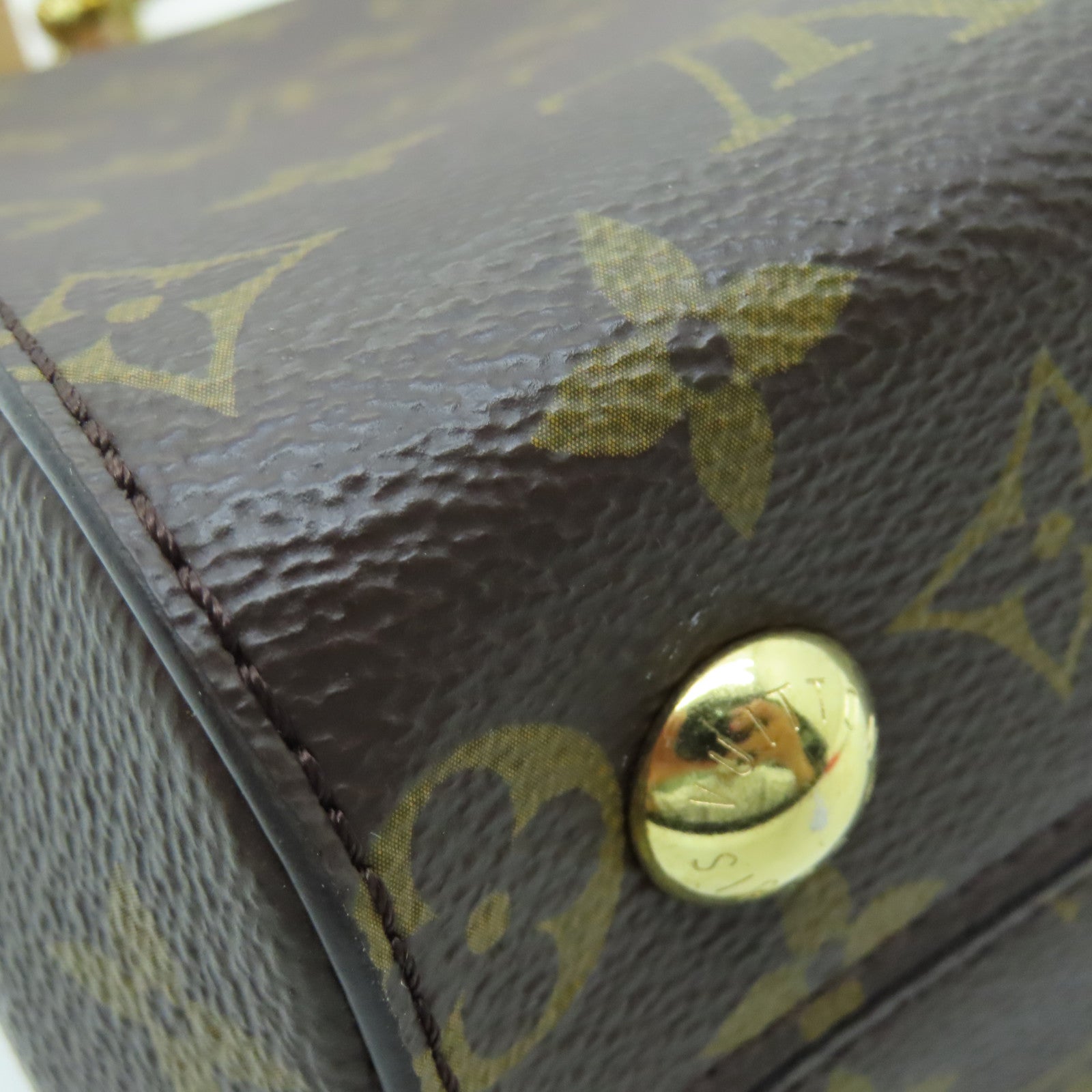 LOUIS VUITTON Monogram Cluny BB gold buckle handle shoulder bag brown