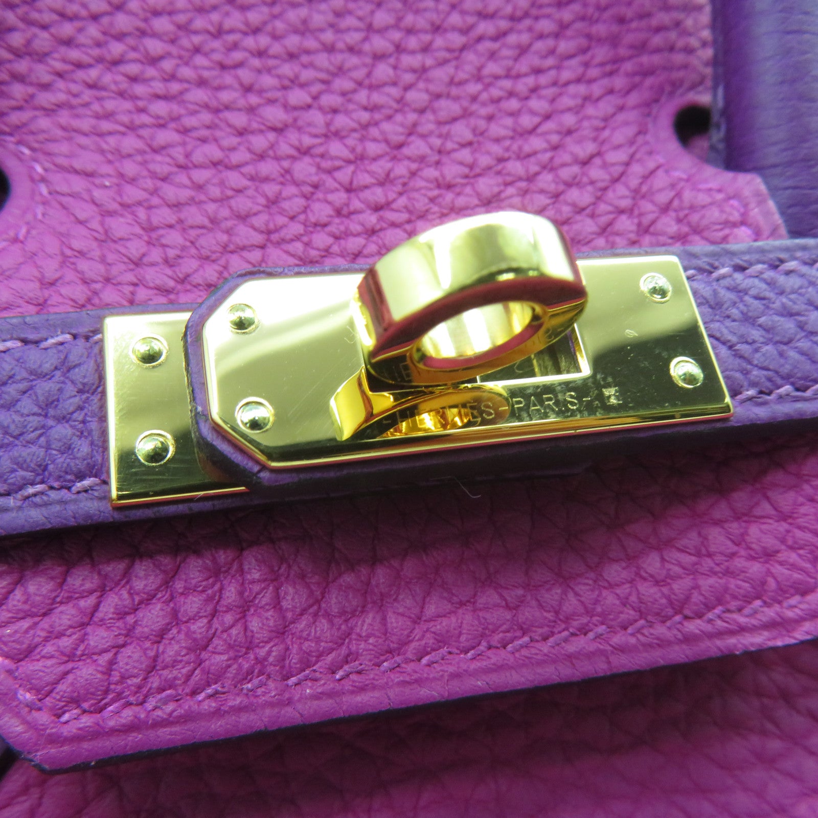 HERMES Togo皮革Birkin 25金扣手挽袋紫色