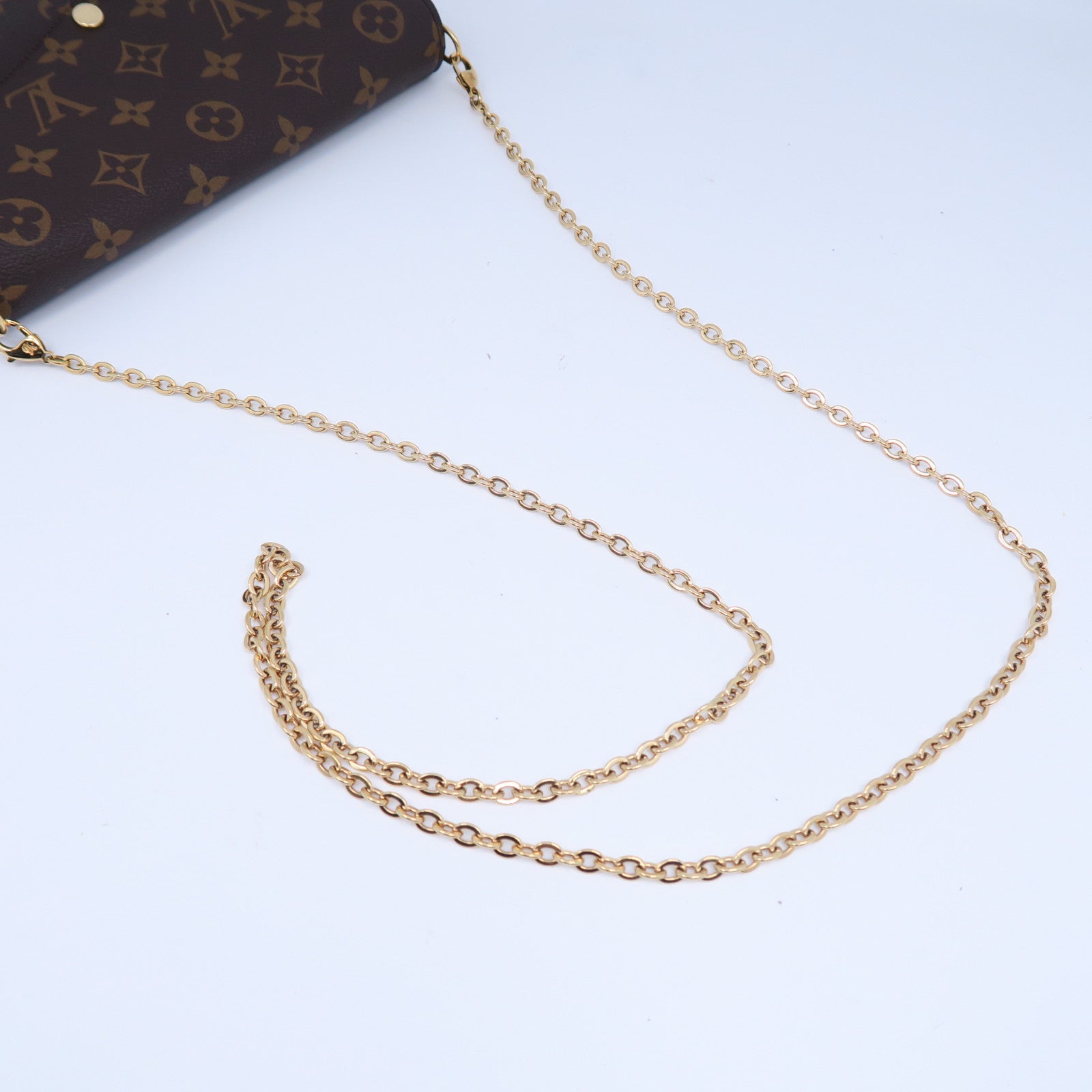 LOUIS VUITTON Monogram Felicie Pochette金扣鏈帶肩背袋啡色