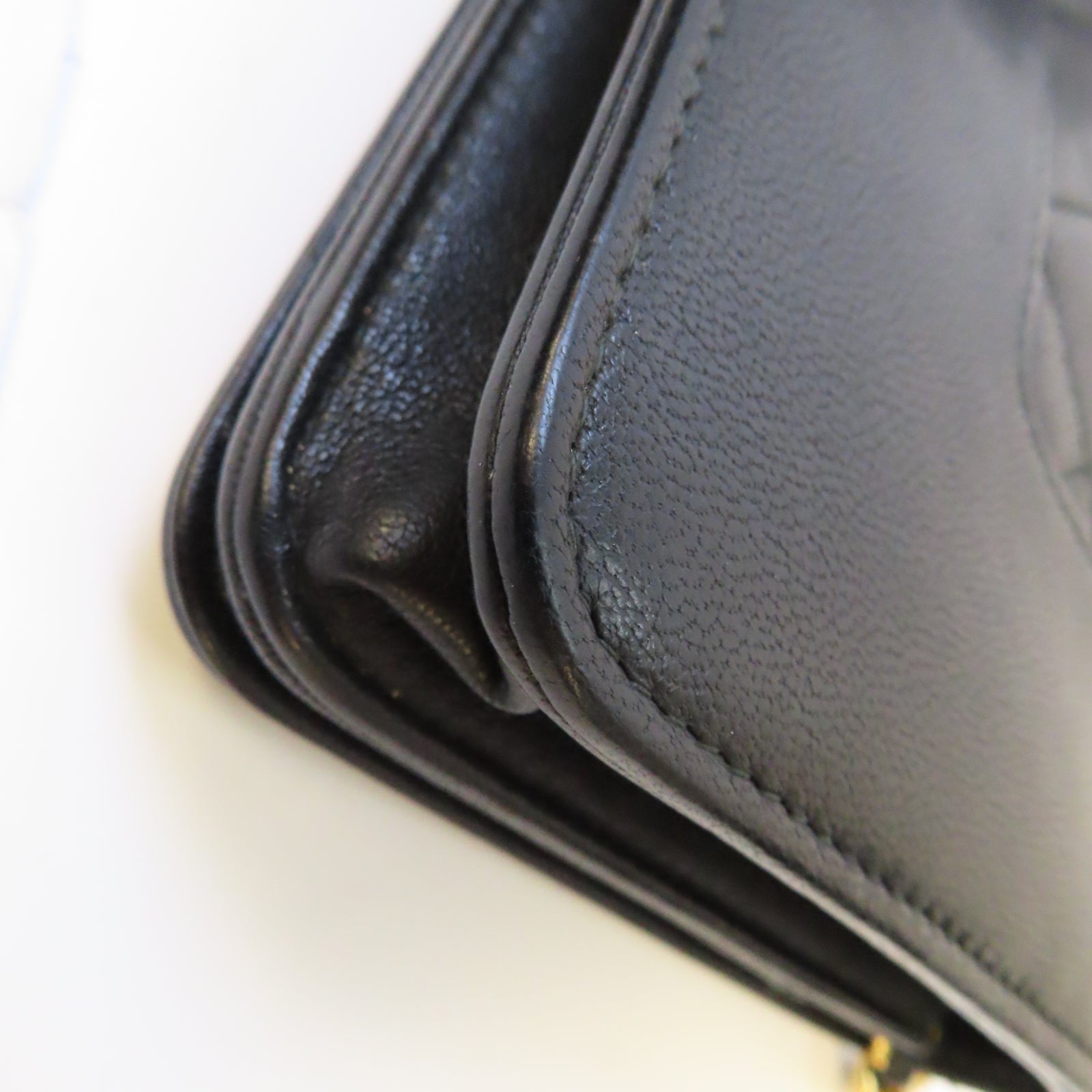 CHANEL 菱格牛皮皮革WOC Wallet On Chain金扣鏈帶肩背袋黑色