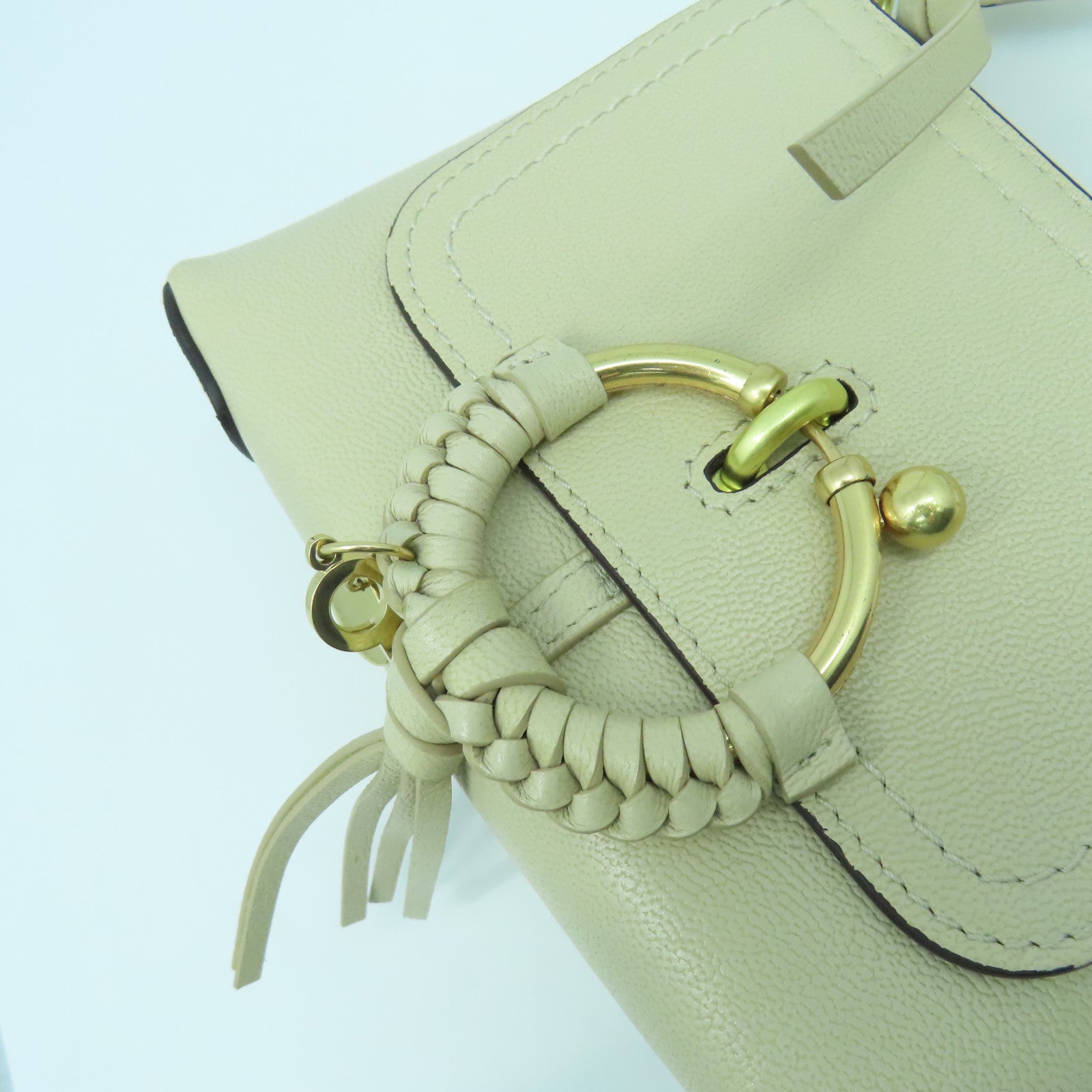 Chloe 牛皮皮革Shoulder Bag金扣手挽肩背兩用袋米色