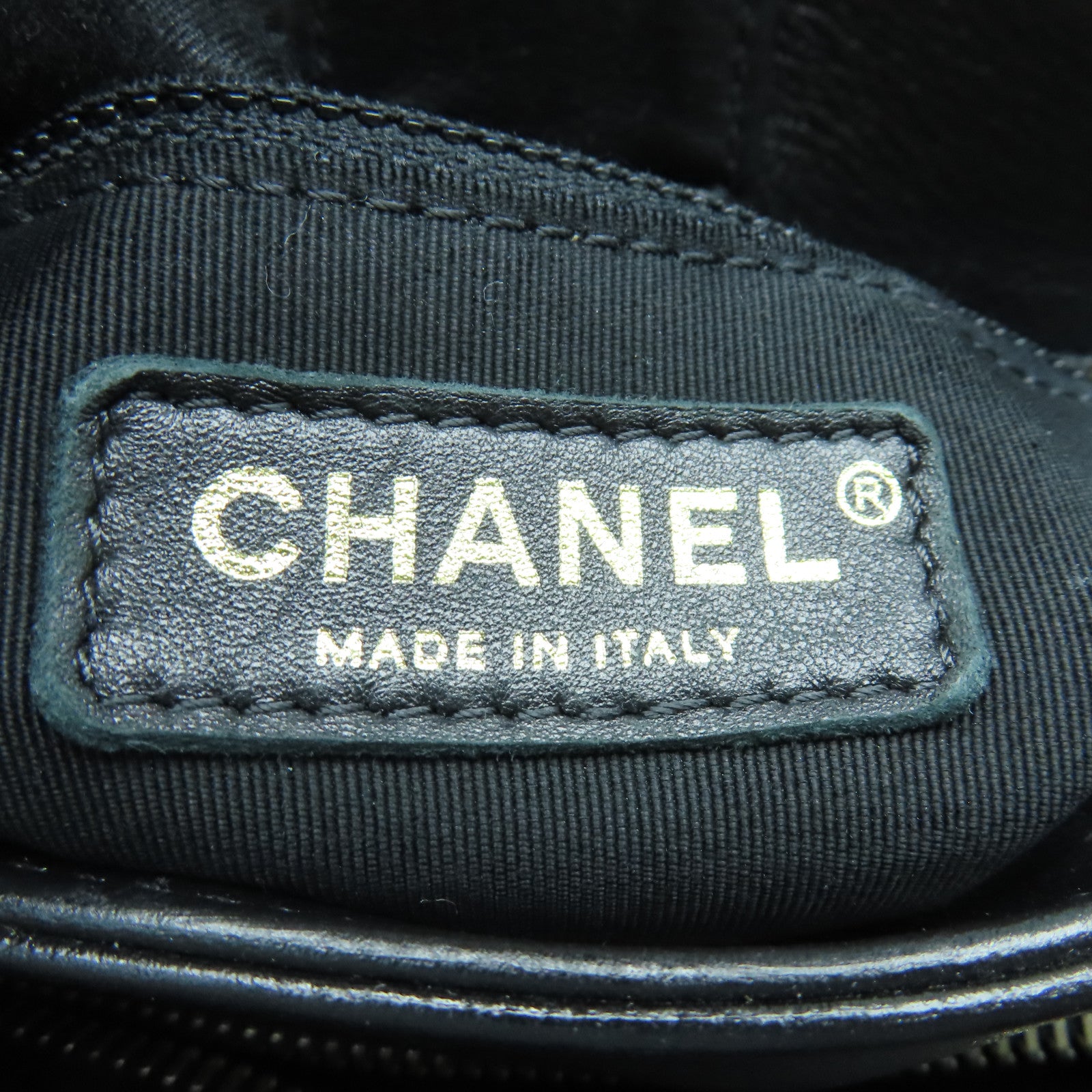 CHANEL 斜紋牛皮皮革Chain Shoulder Bag金扣鏈帶肩背袋黑色