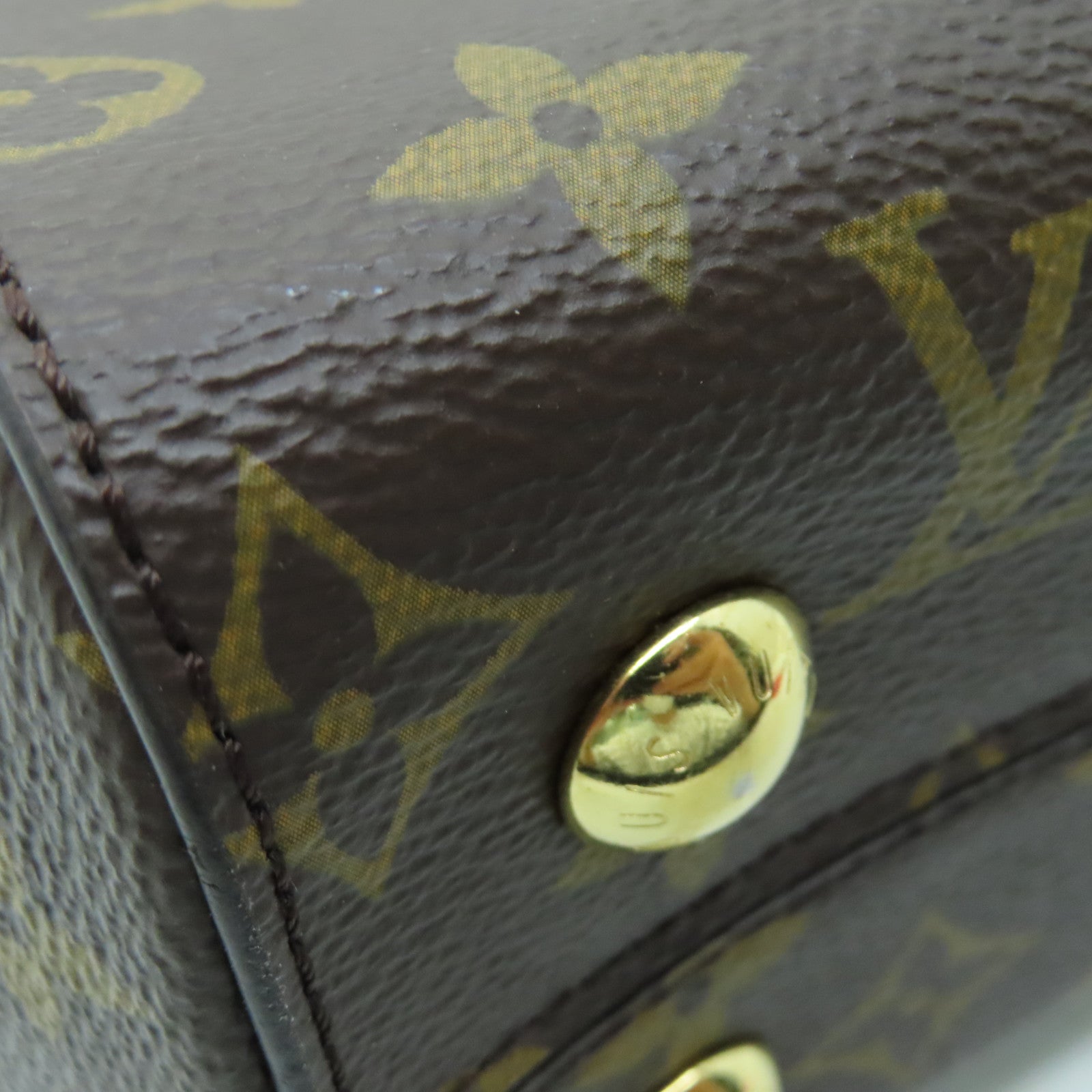LOUIS VUITTON Monogram Cluny BB gold buckle handle shoulder bag brown