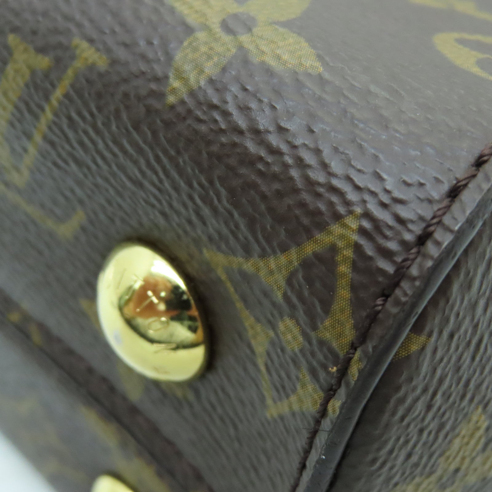 LOUIS VUITTON Monogram Cluny BB gold buckle handle shoulder bag brown