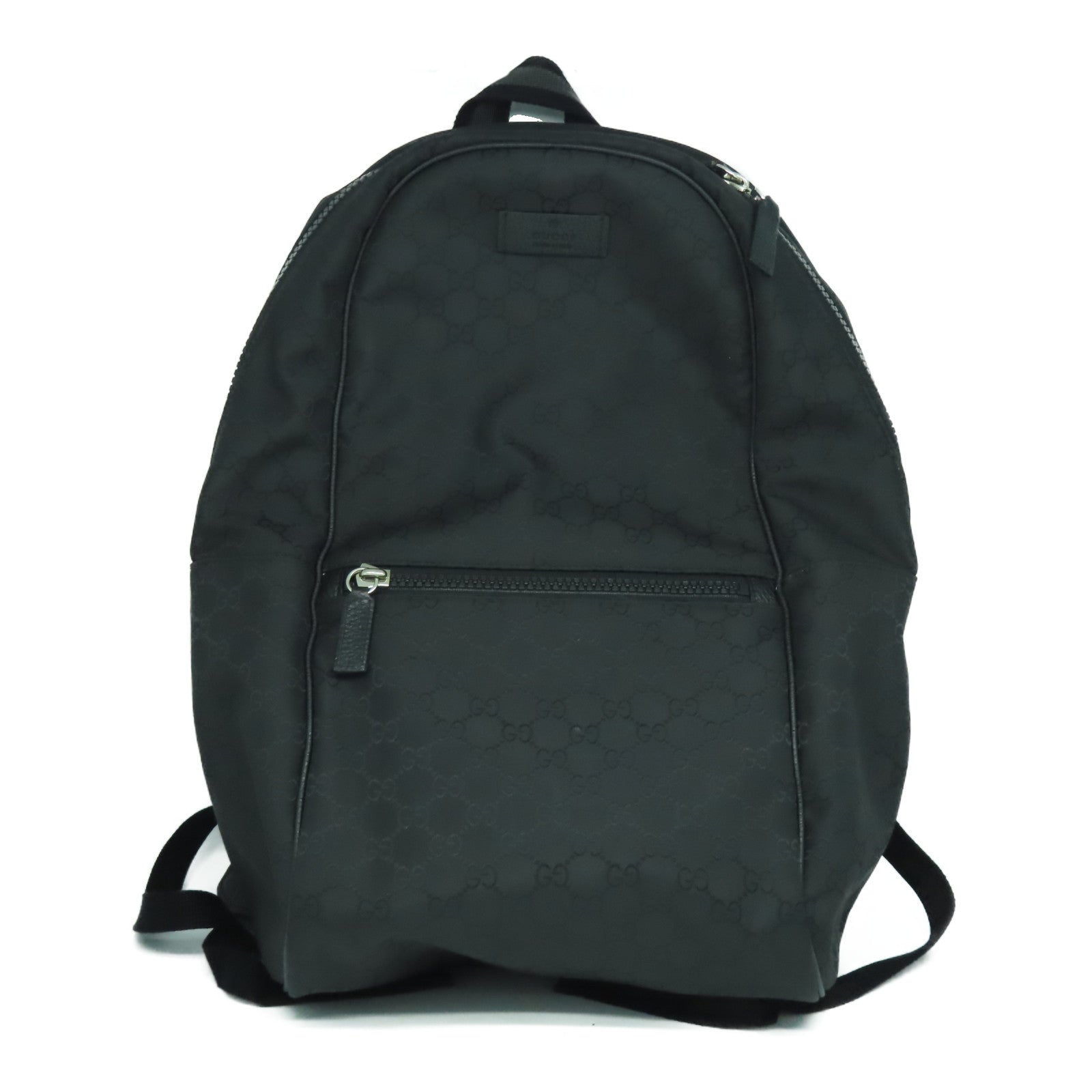 GUCCI 帆布Backpack銀扣背包黑色