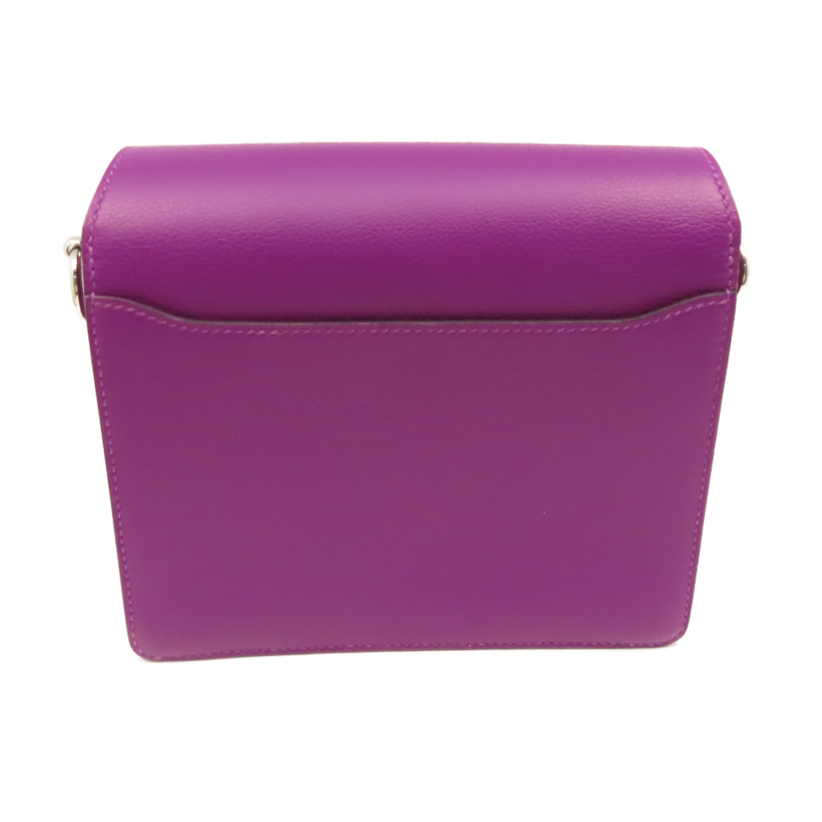 HERMES 【激減優惠】Evercolor皮革Mini Roulis Shoulder Bag銀扣肩背袋Anemone海葵紫色