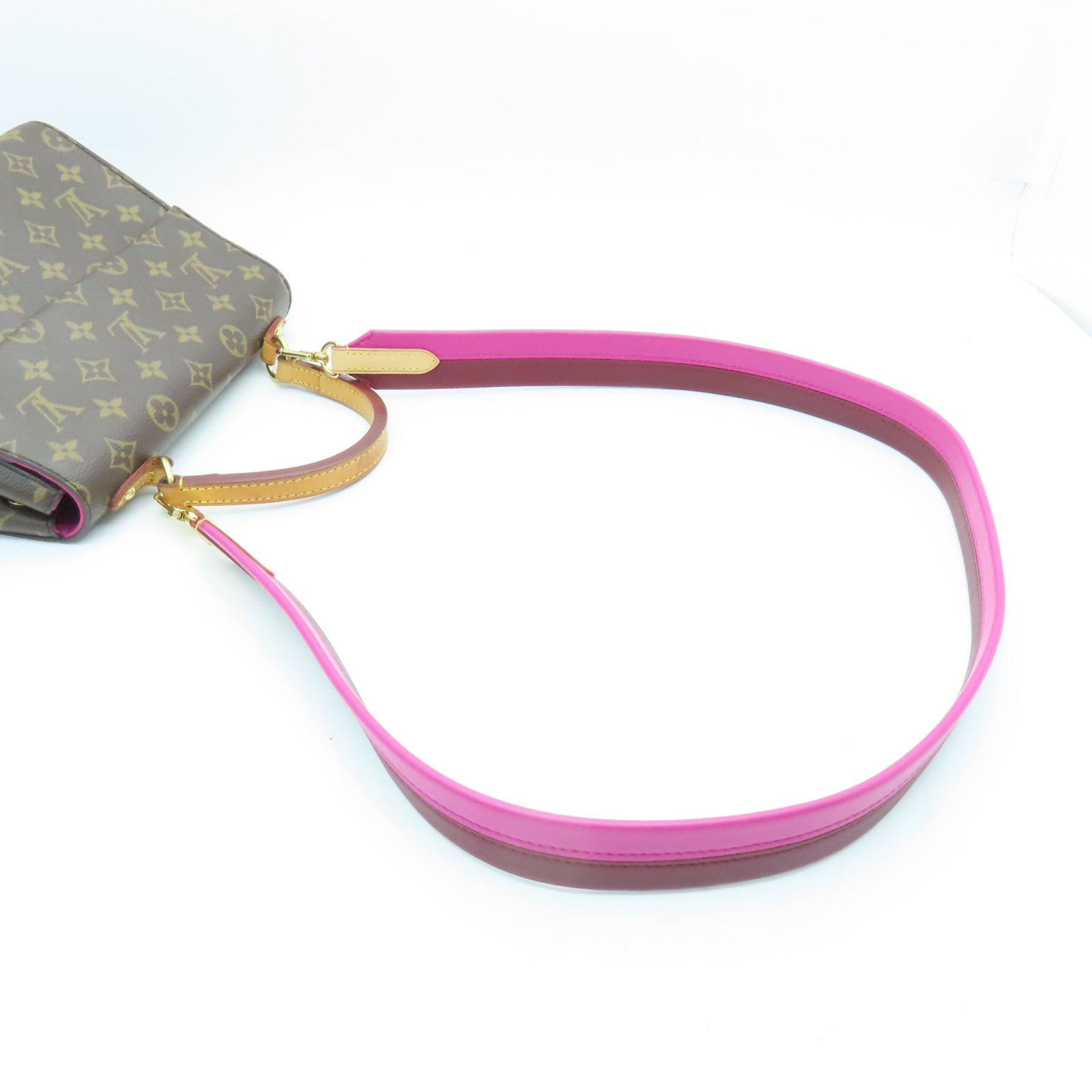 LOUIS VUITTON Monogram Cluny BB gold buckle handle shoulder bag brown