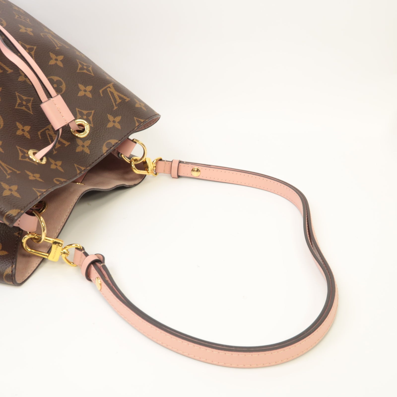 LOUIS VUITTON Monogram Neo Noe MM金扣肩背袋啡色/粉紅色