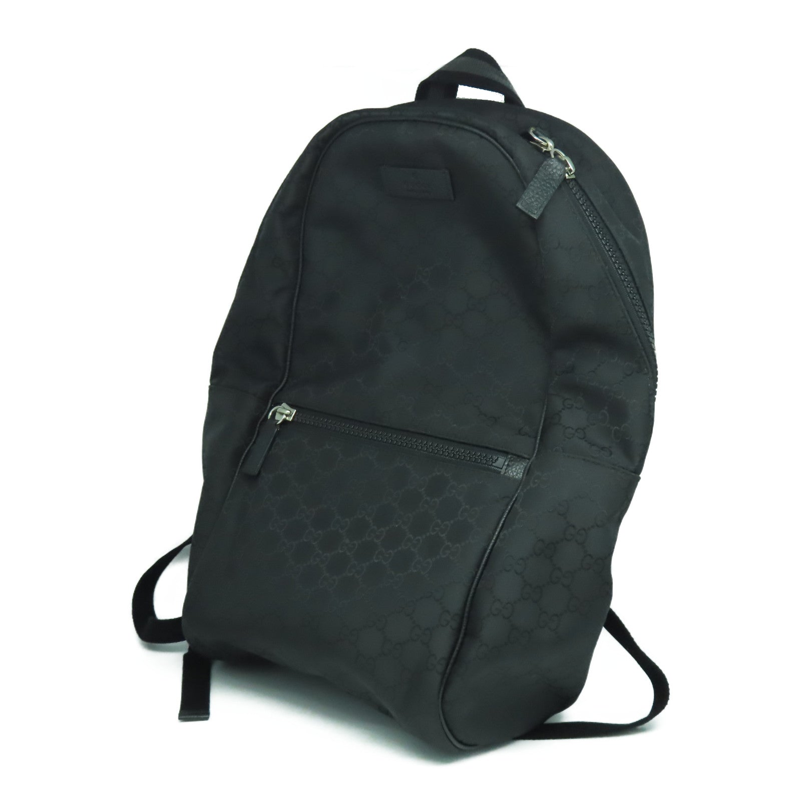 GUCCI 帆布Backpack銀扣背包黑色
