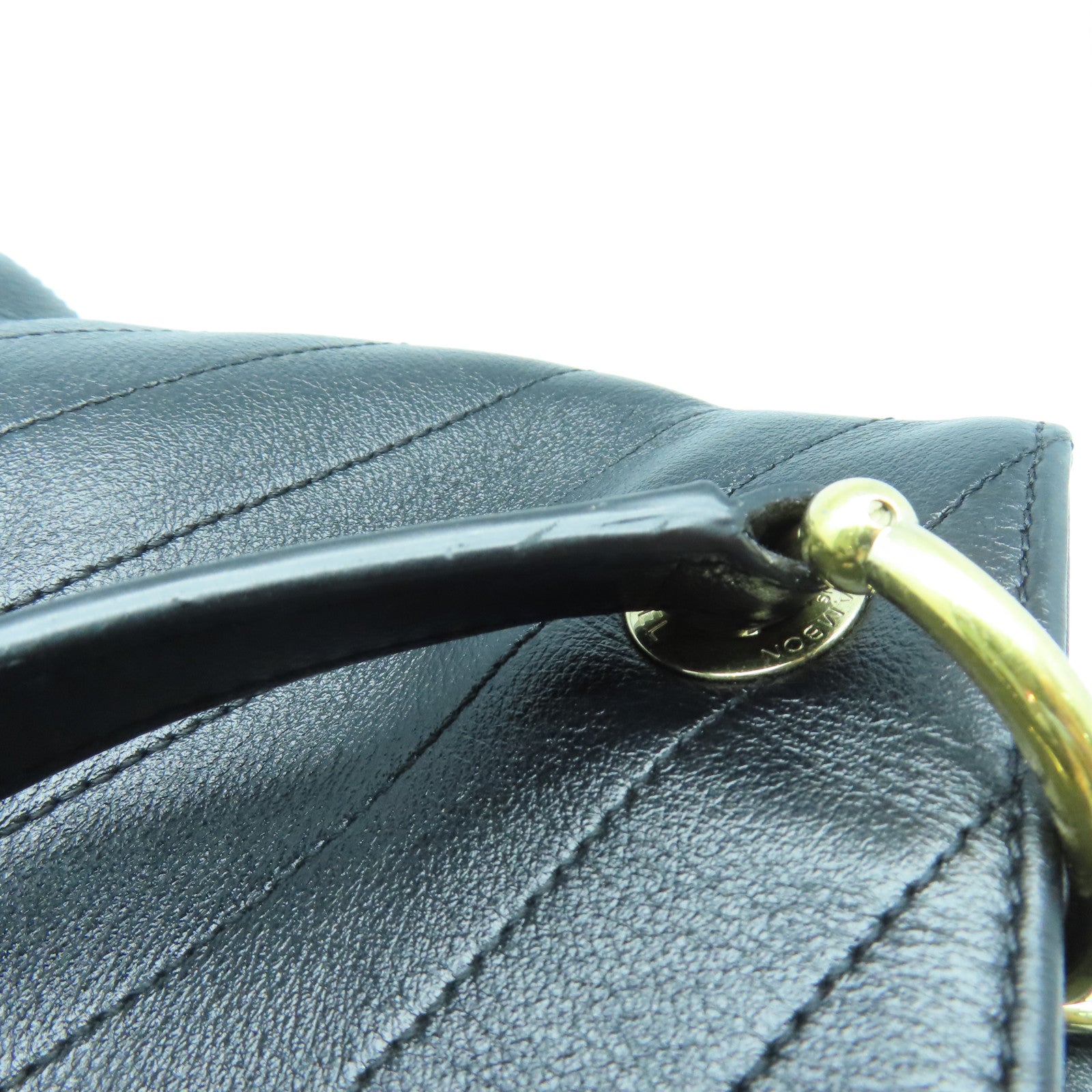 CHANEL 斜紋牛皮皮革Chain Shoulder Bag金扣鏈帶肩背袋黑色