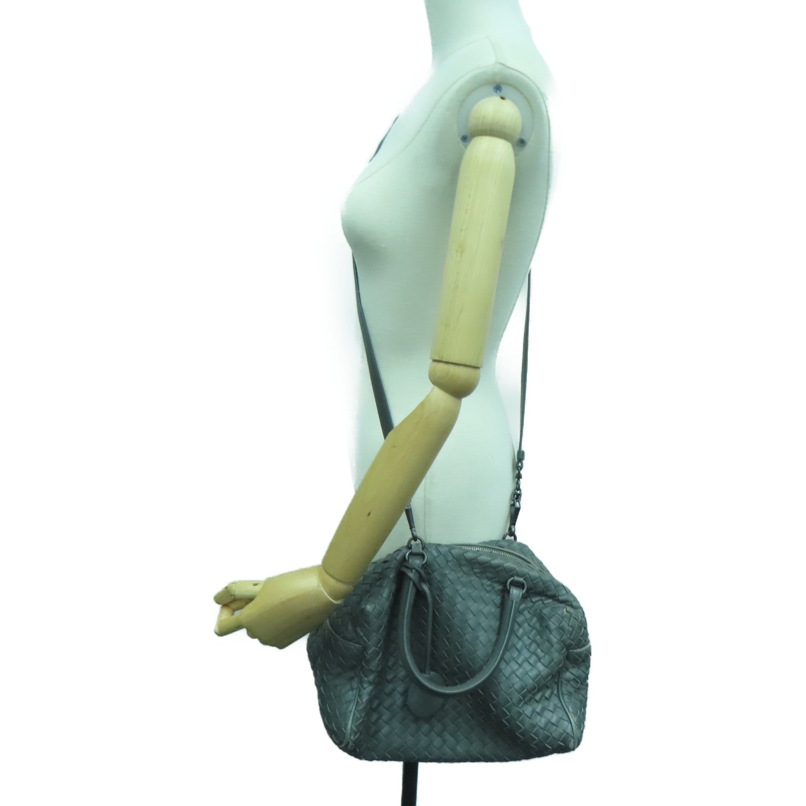 BOTTEGA VENETA 【Sharp Discount】Craftskin Leather 2way Shoulder Bag Handle Shoulder Bag Gray