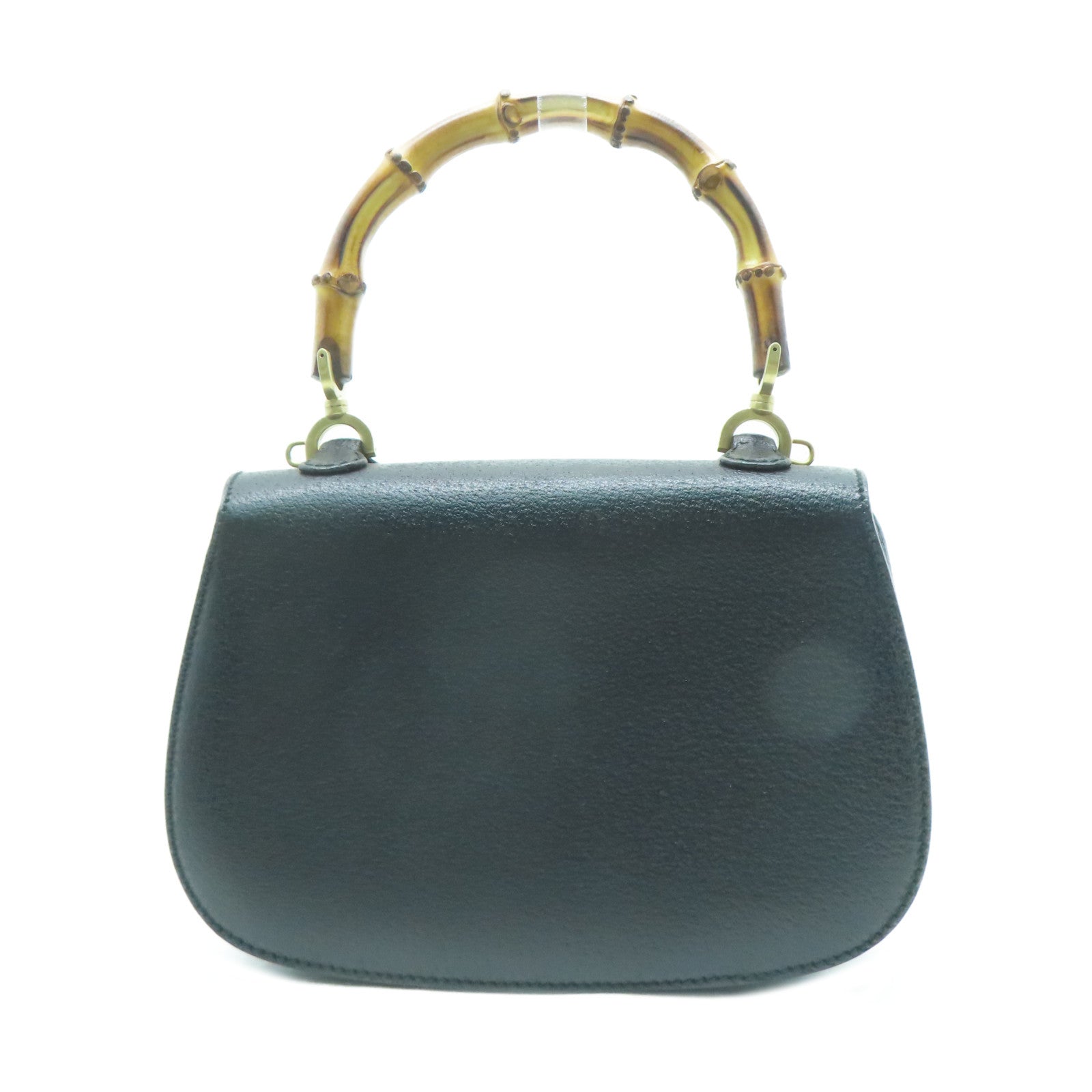 GUCCI 牛皮皮革Vintage Bamboo Bag金扣手挽肩背兩用袋黑色