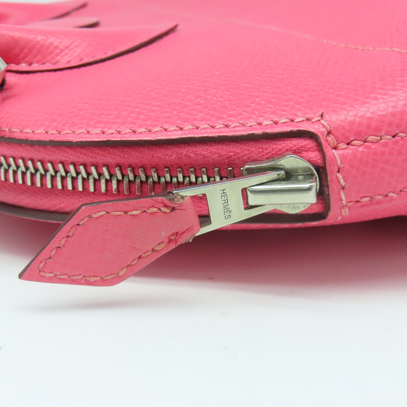 HERMES Epsom皮革Bolide 27银扣手挽肩背两用袋Rose Azalee粉红色