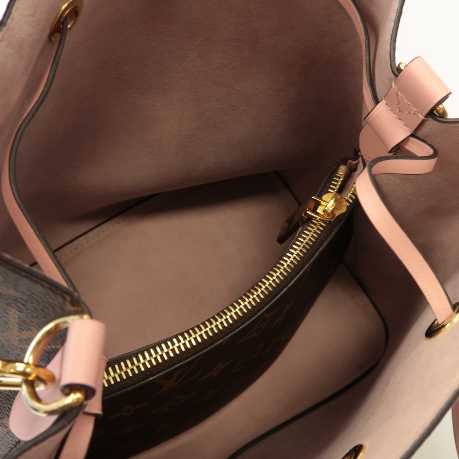 LOUIS VUITTON Monogram Neo Noe MM金扣肩背袋啡色/粉紅色