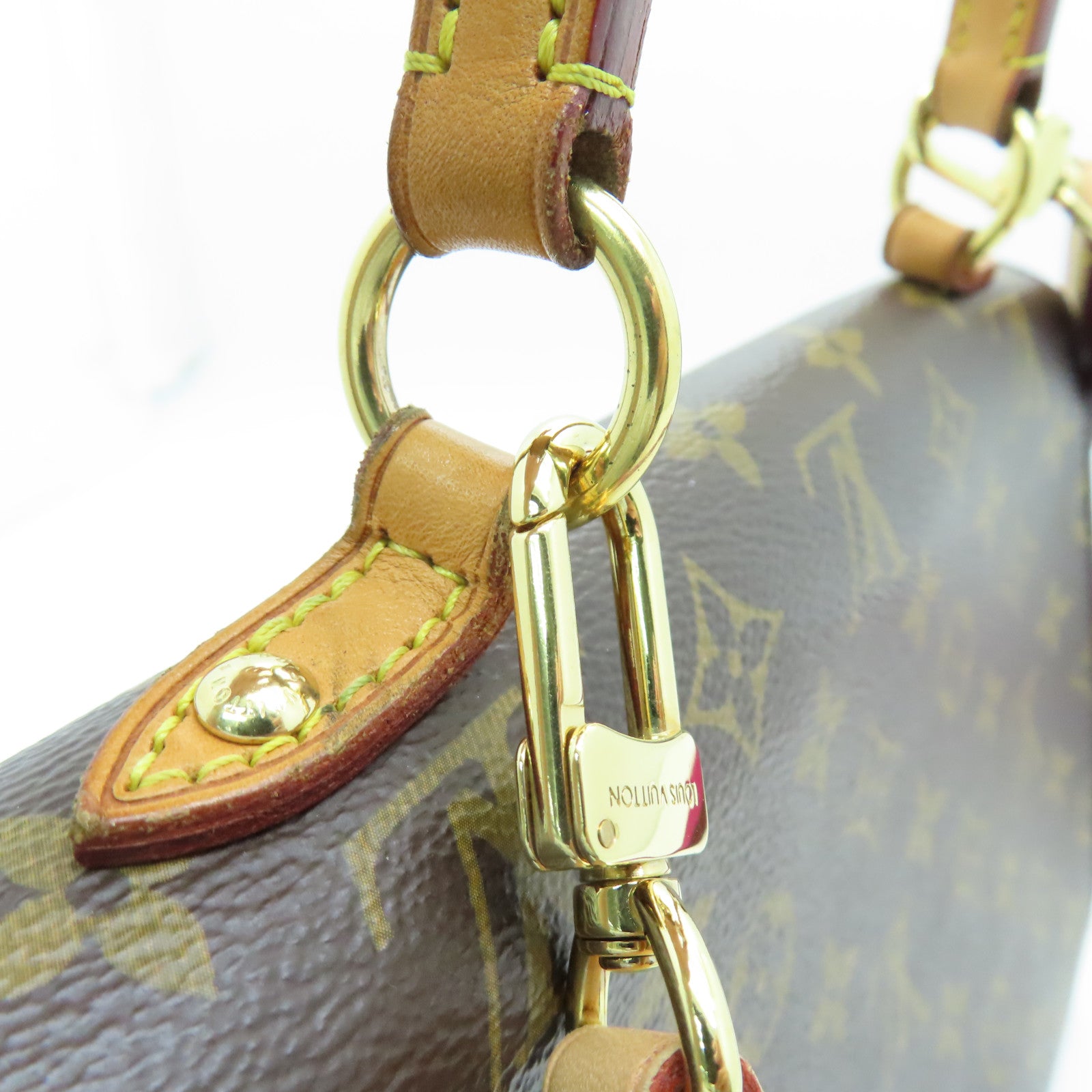 LOUIS VUITTON Monogram Cluny BB gold buckle handle shoulder bag brown